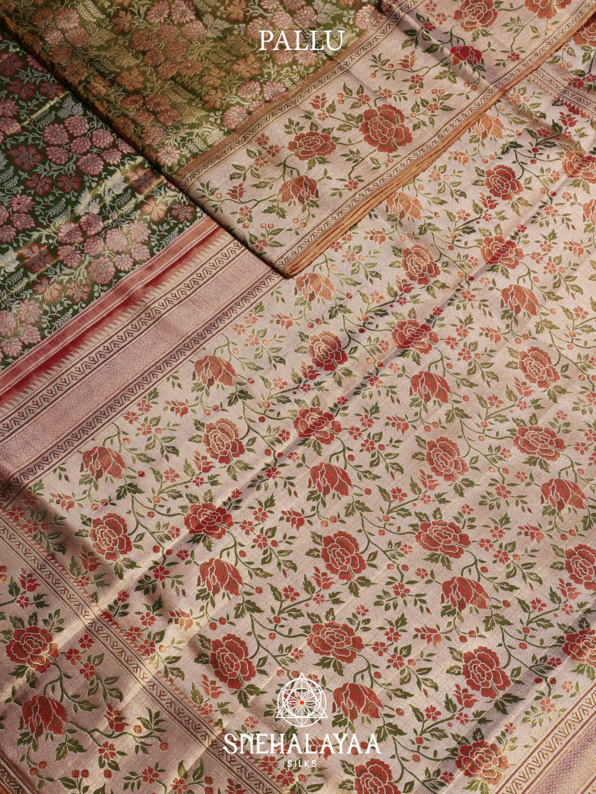 Olive Green Kanjivaram Silk Saree