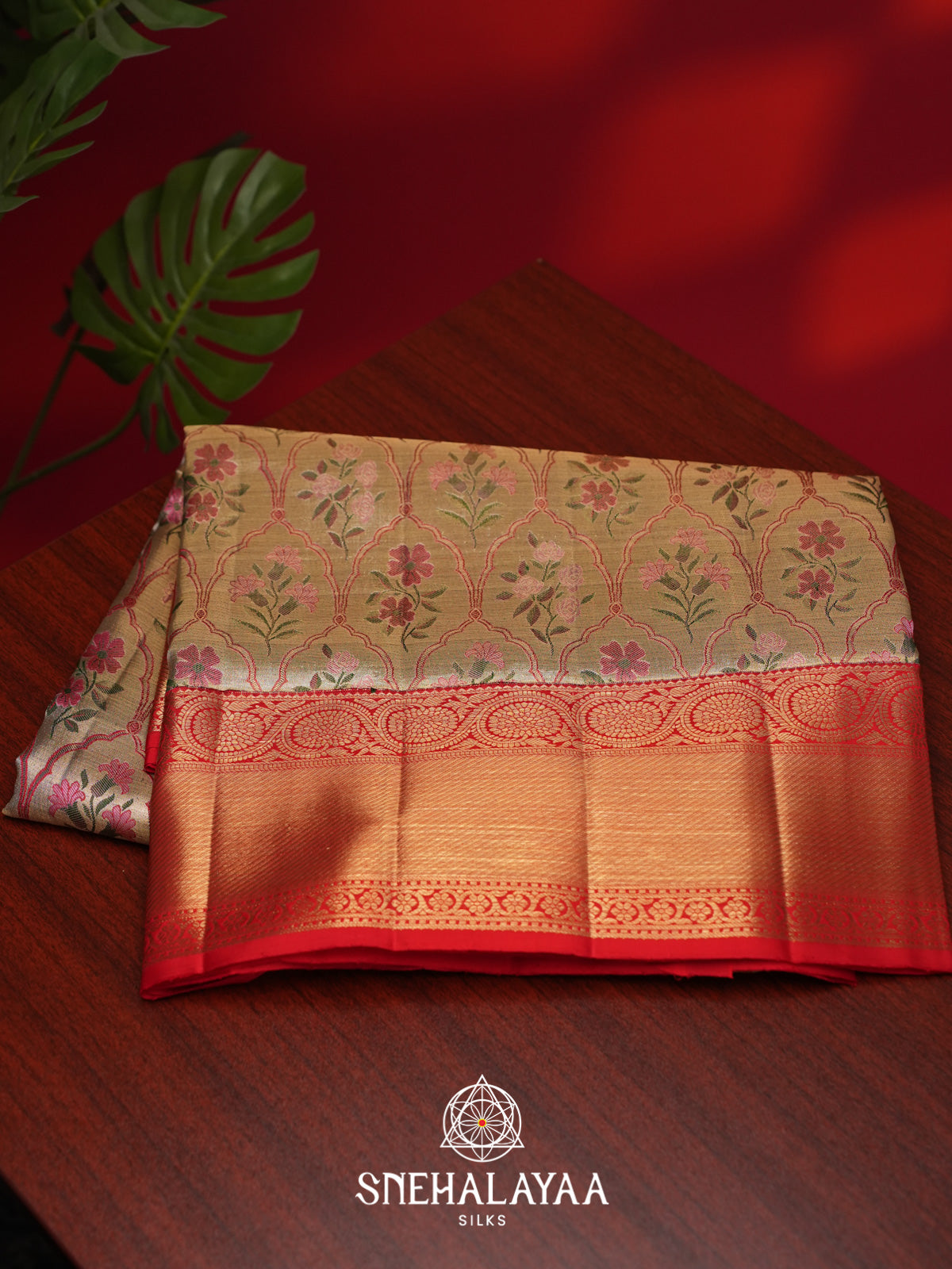 Beige Gold Kanjivaram Silk Saree