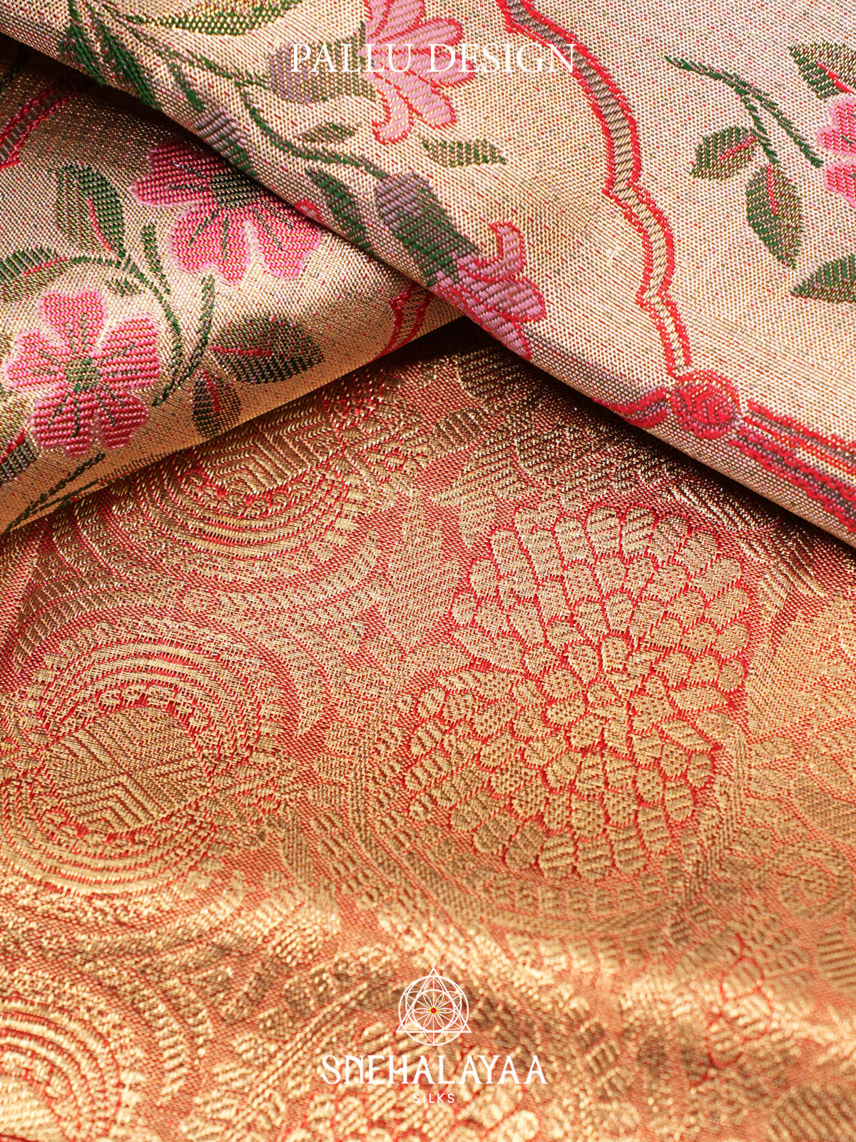 Beige Gold Kanjivaram Silk Saree