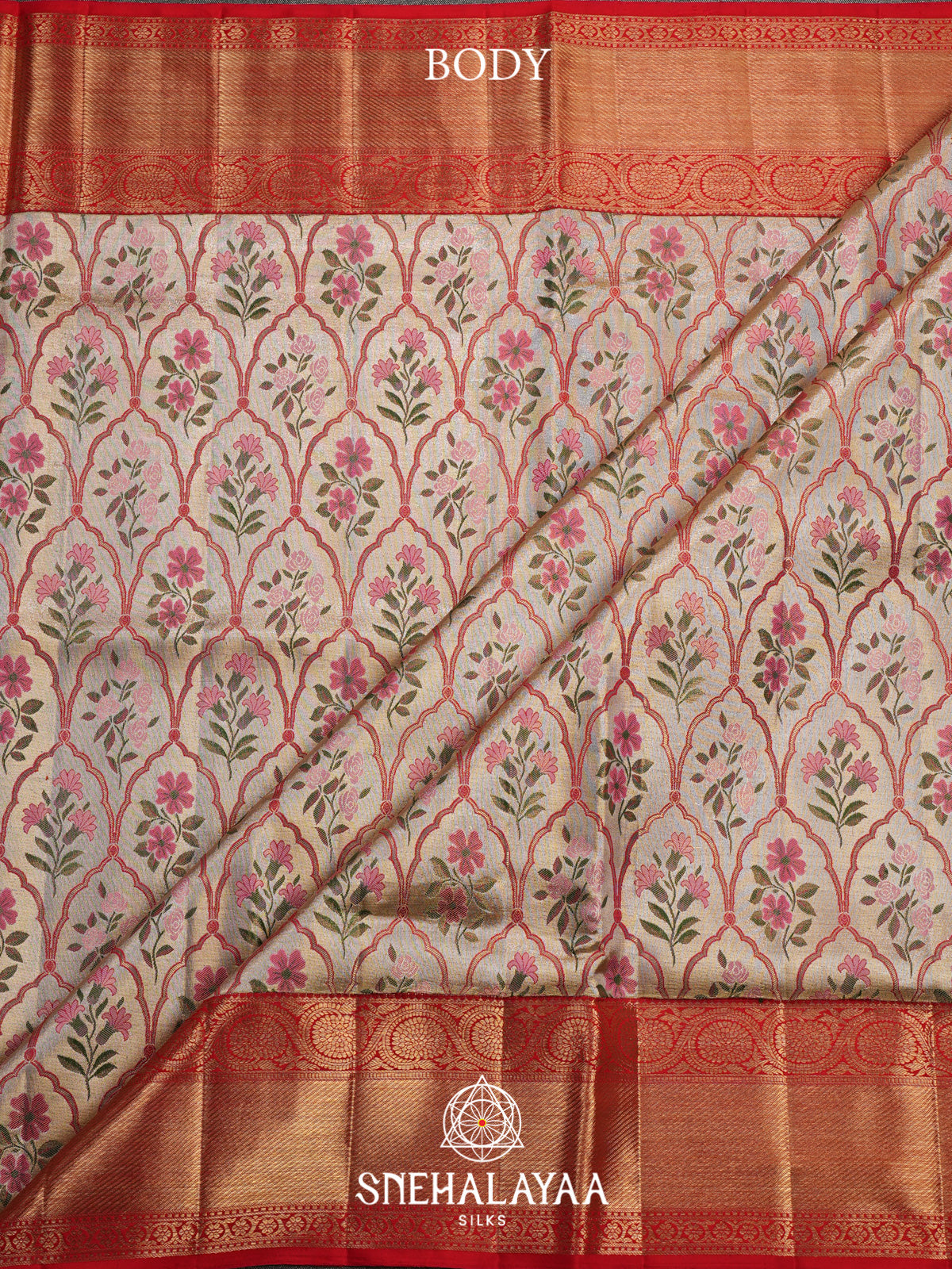 Beige Gold Kanjivaram Silk Saree