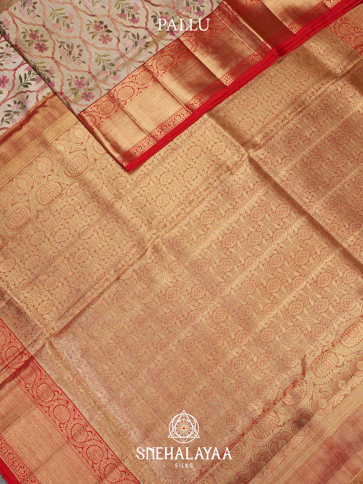 Beige Gold Kanjivaram Silk Saree