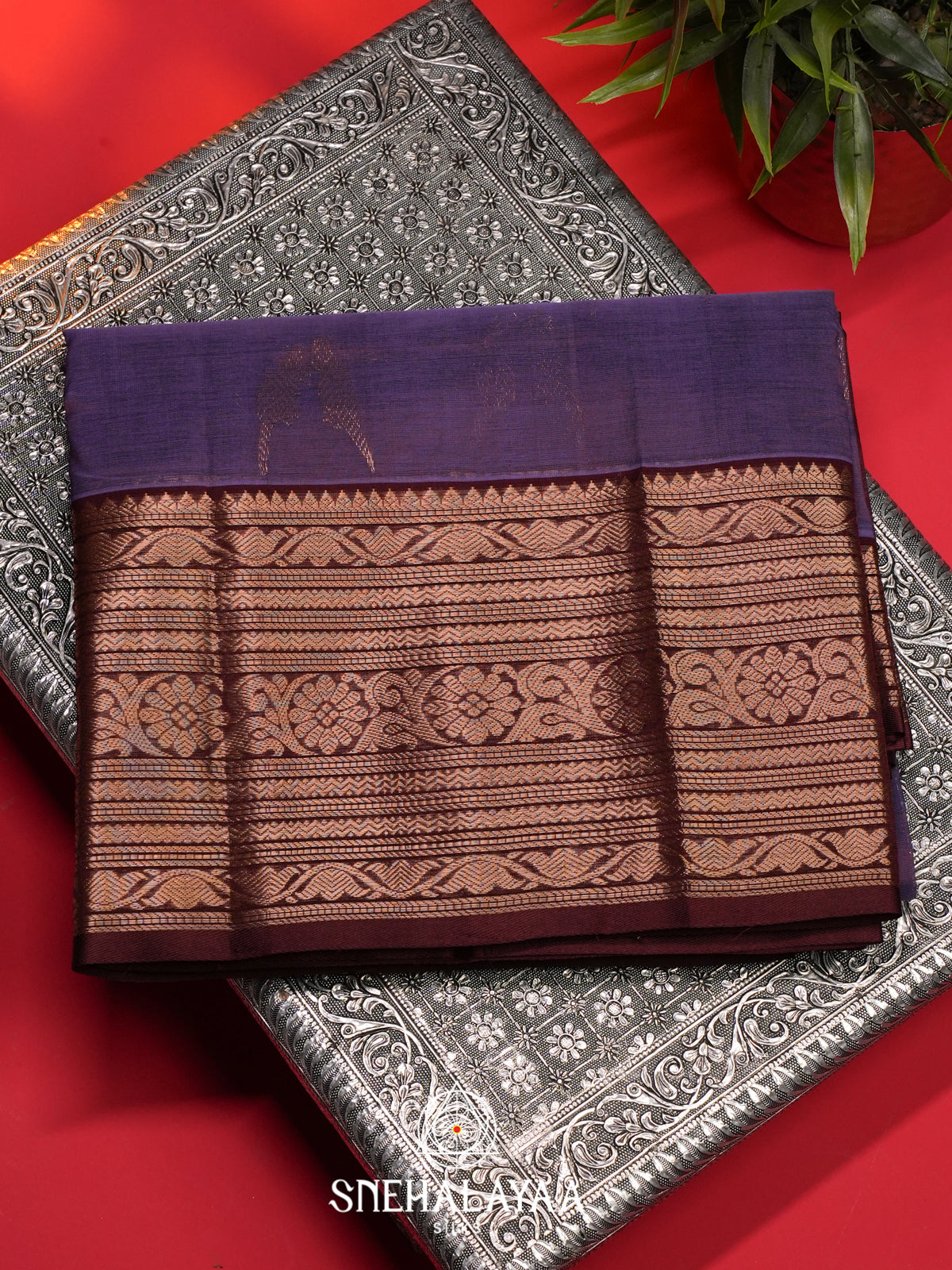Purple Mangalagiri Silk Cotton Saree
