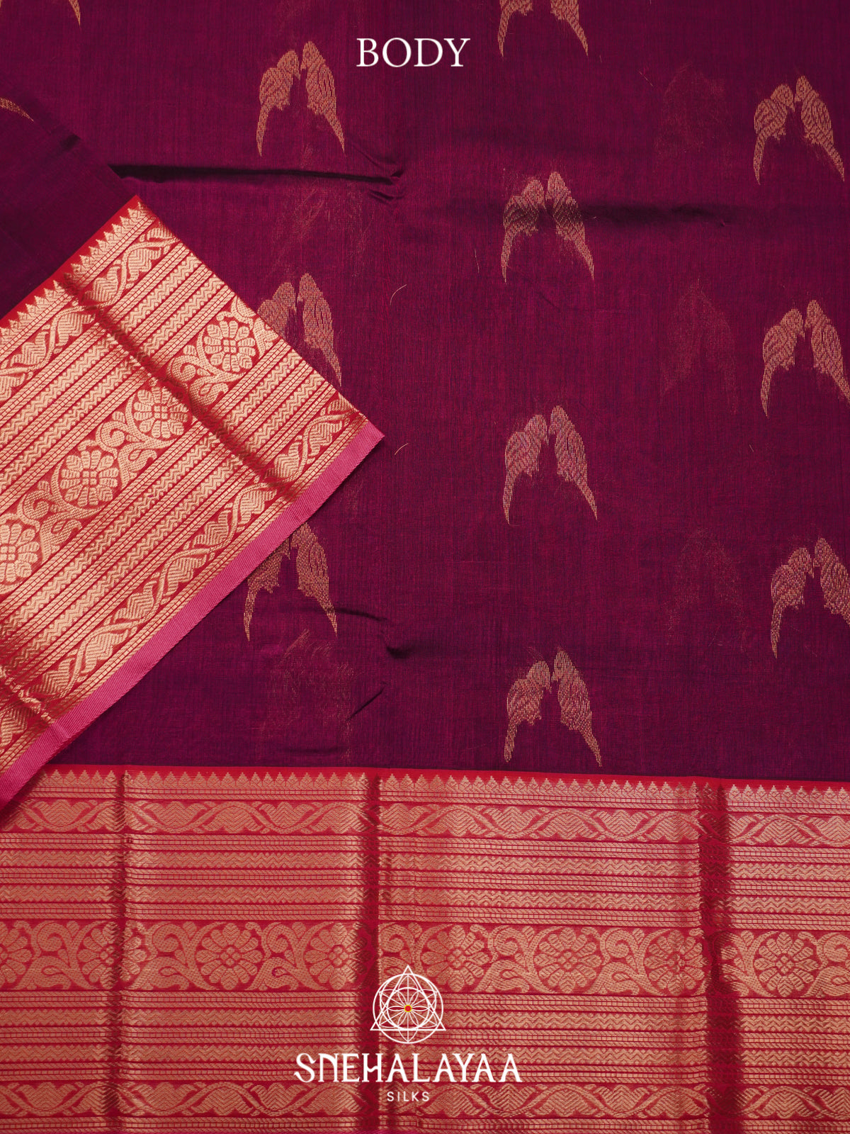 Magenta Mangalagiri Silk Cotton Saree
