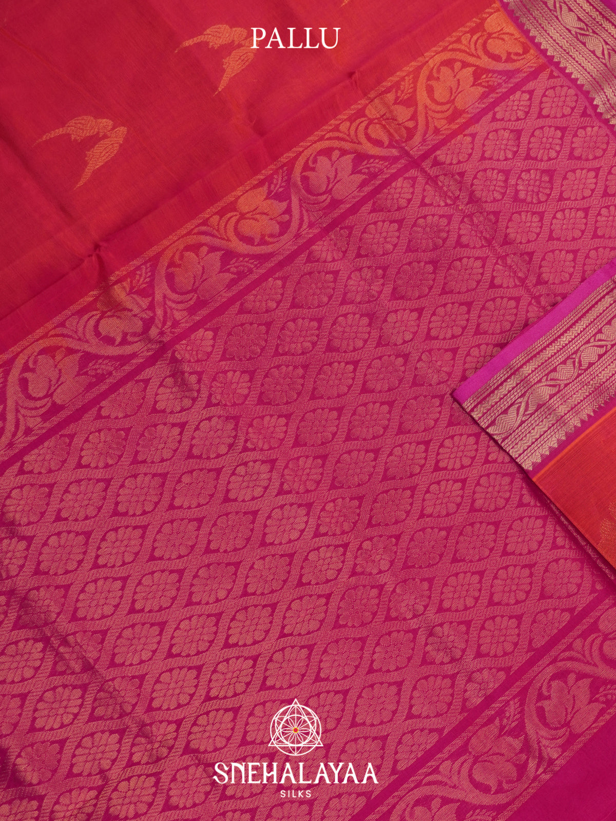 Coral Mangalagiri Silk Cotton Saree