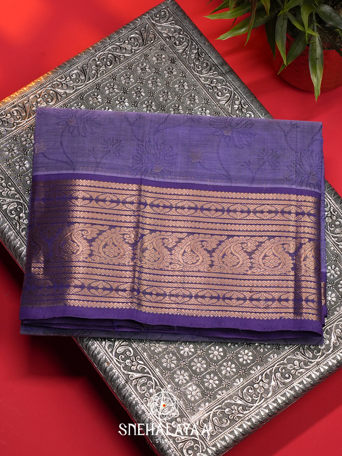 Violet Mangalagiri Silk Cotton Saree