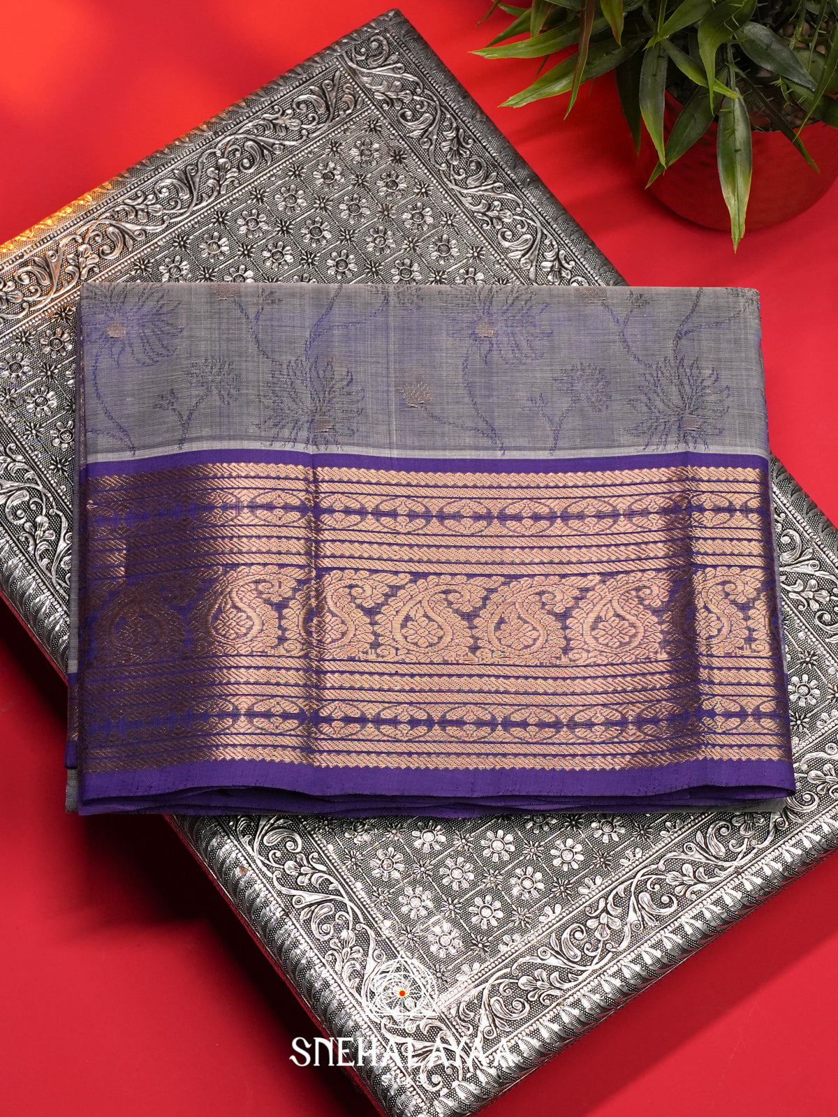 Lavender Mangalagiri Silk Cotton Saree