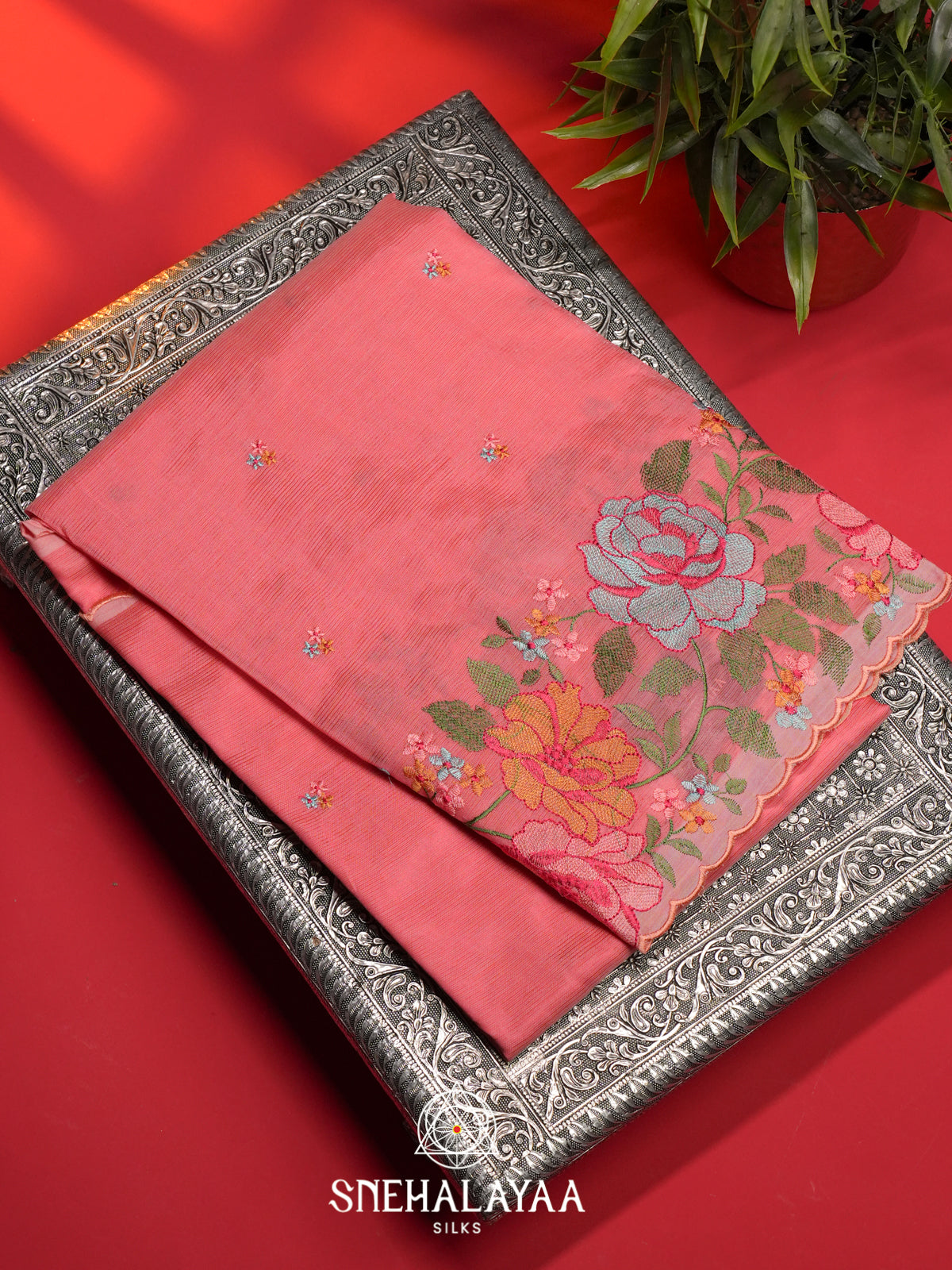 Pink Mangalagiri Silk Cotton Saree