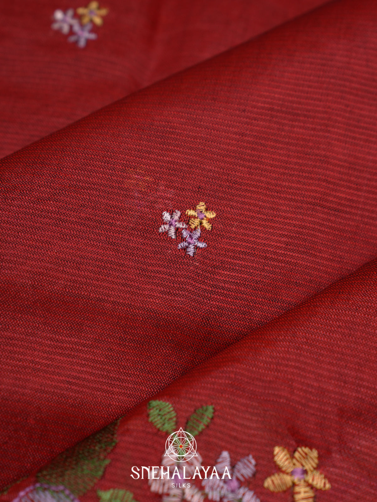 Maroon Mangalagiri Silk Cotton Saree