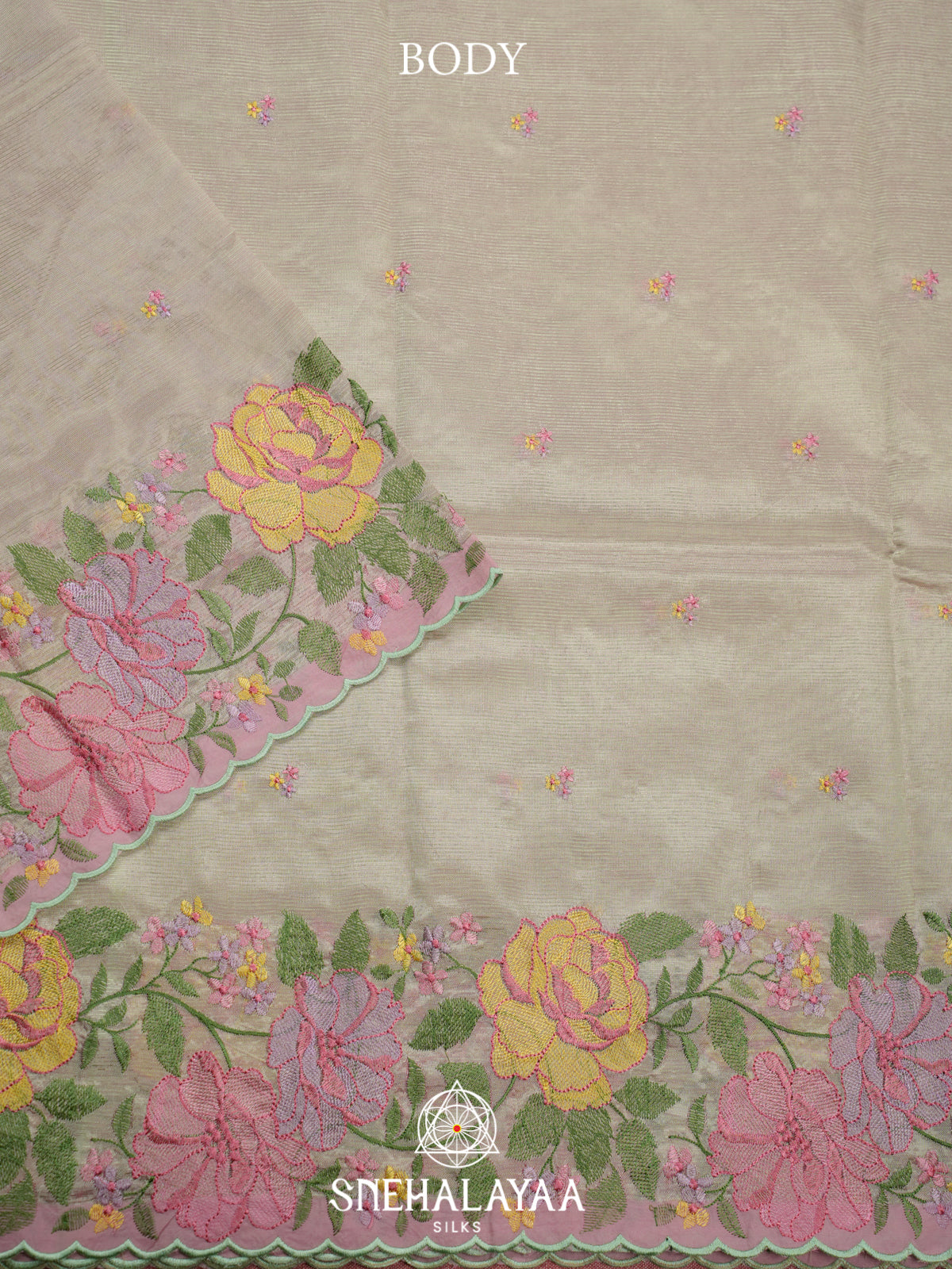 Beige Mangalagiri Silk Cotton Saree