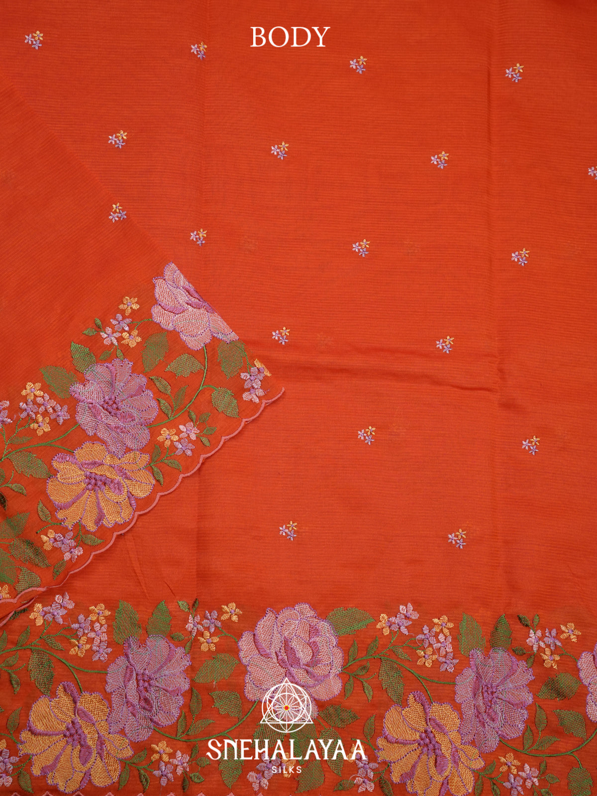 Orange Mangalagiri Silk Cotton Saree
