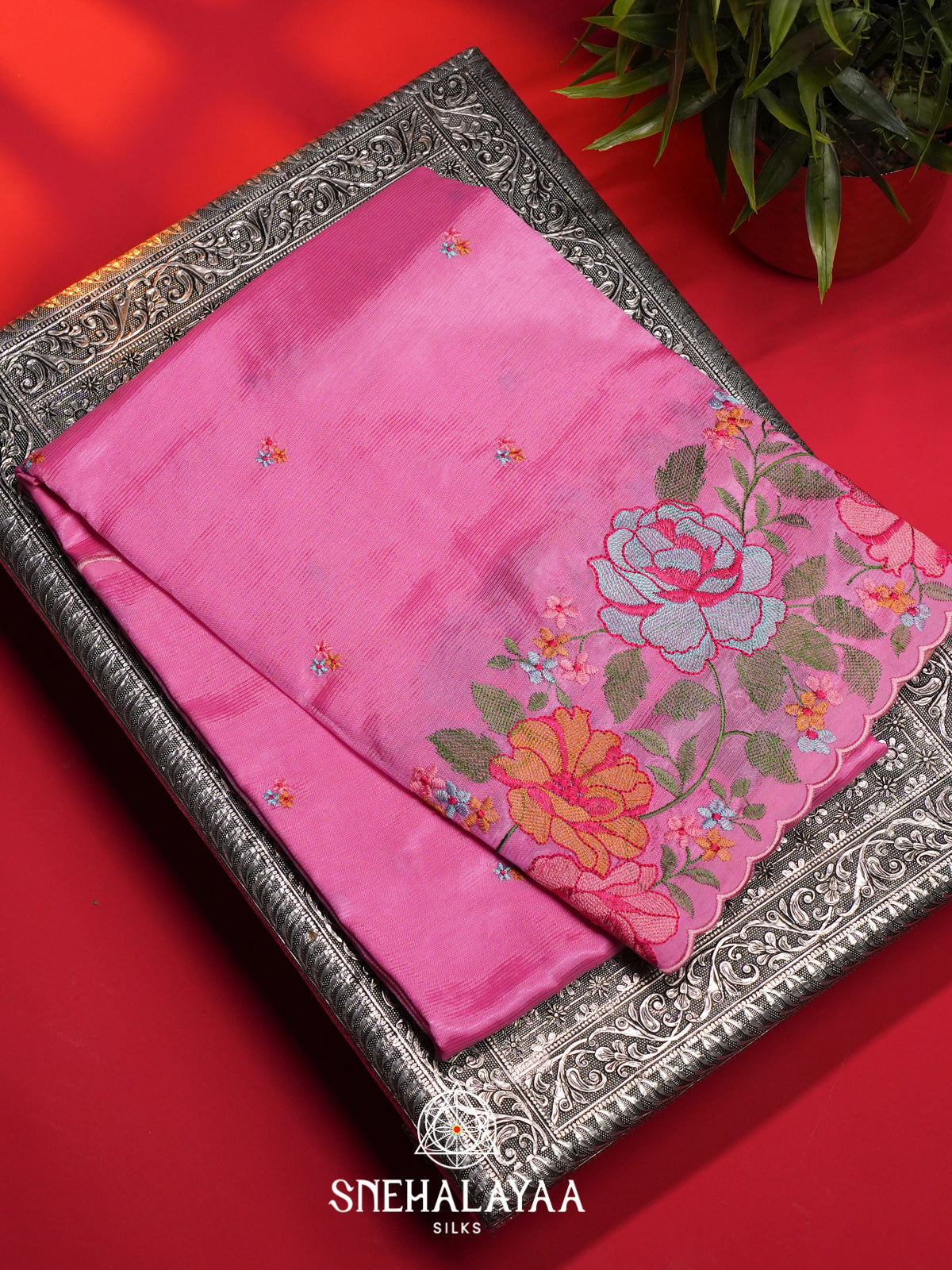 Pink Mangalagiri Silk Cotton Saree