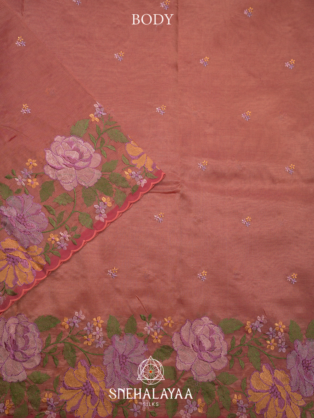 Peach Mangalagiri Silk Cotton Saree