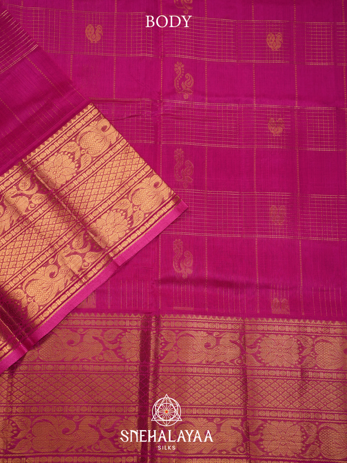 Magenta Mangalagiri Silk Cotton Saree