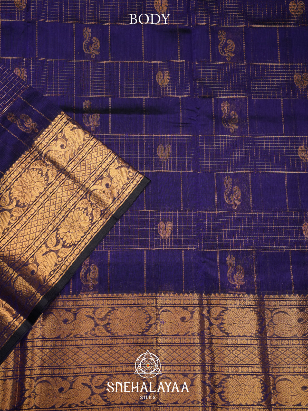 Navy Blue Mangalagiri Silk Cotton Saree