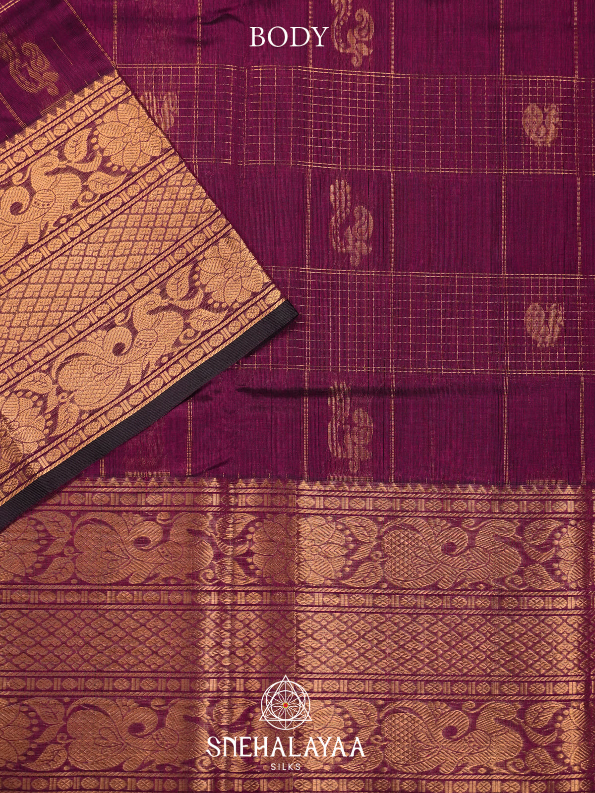Wine Mangalagiri Silk Cotton Saree