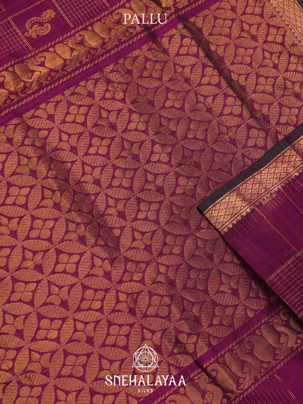 Wine Mangalagiri Silk Cotton Saree