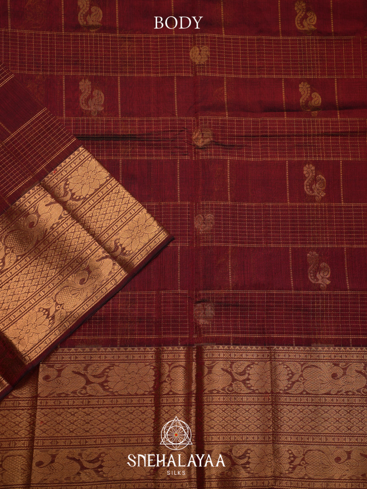 Maroon Mangalagiri Silk Cotton Saree