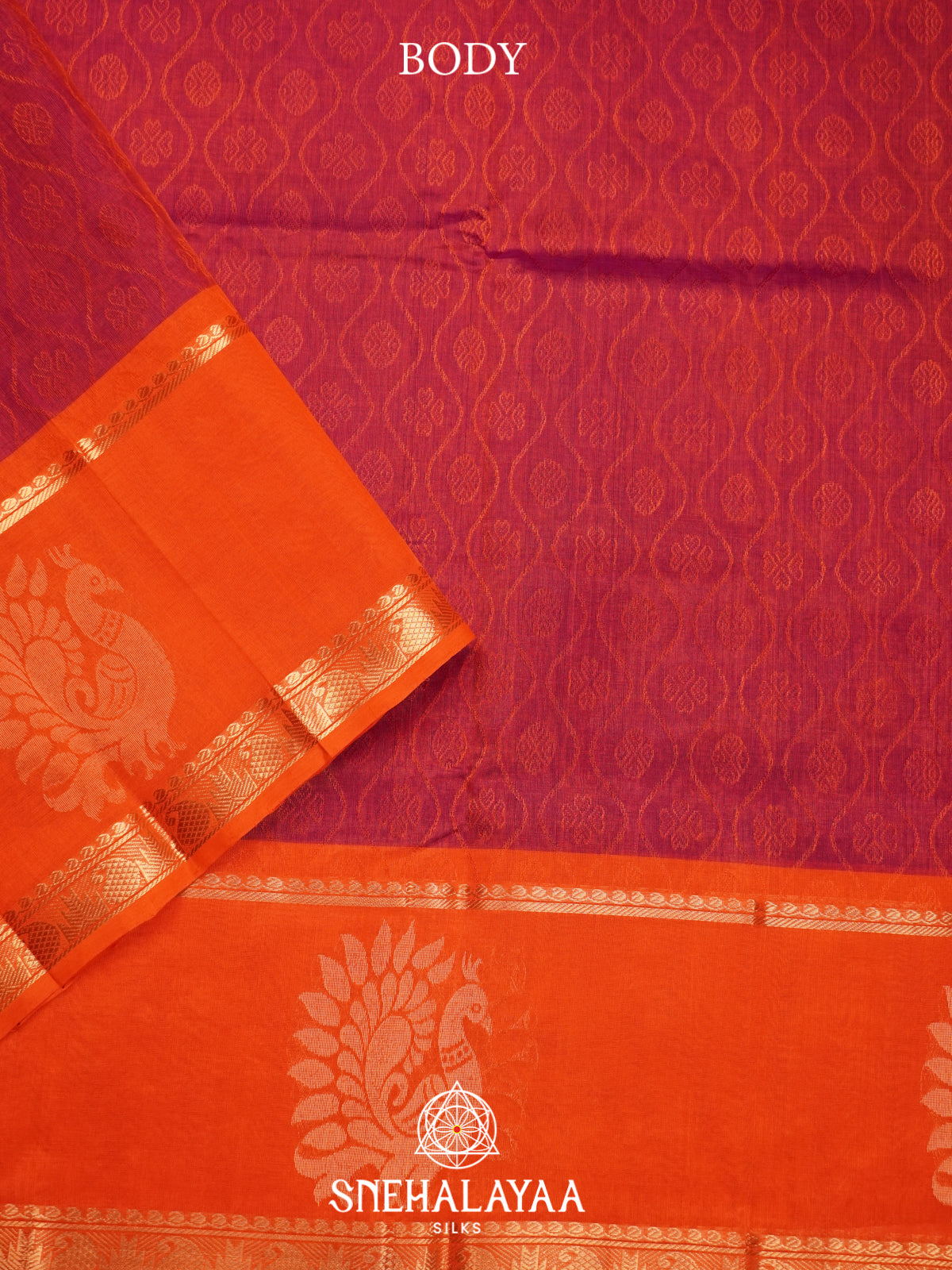 Coral Red Mangalagiri Silk Cotton Saree