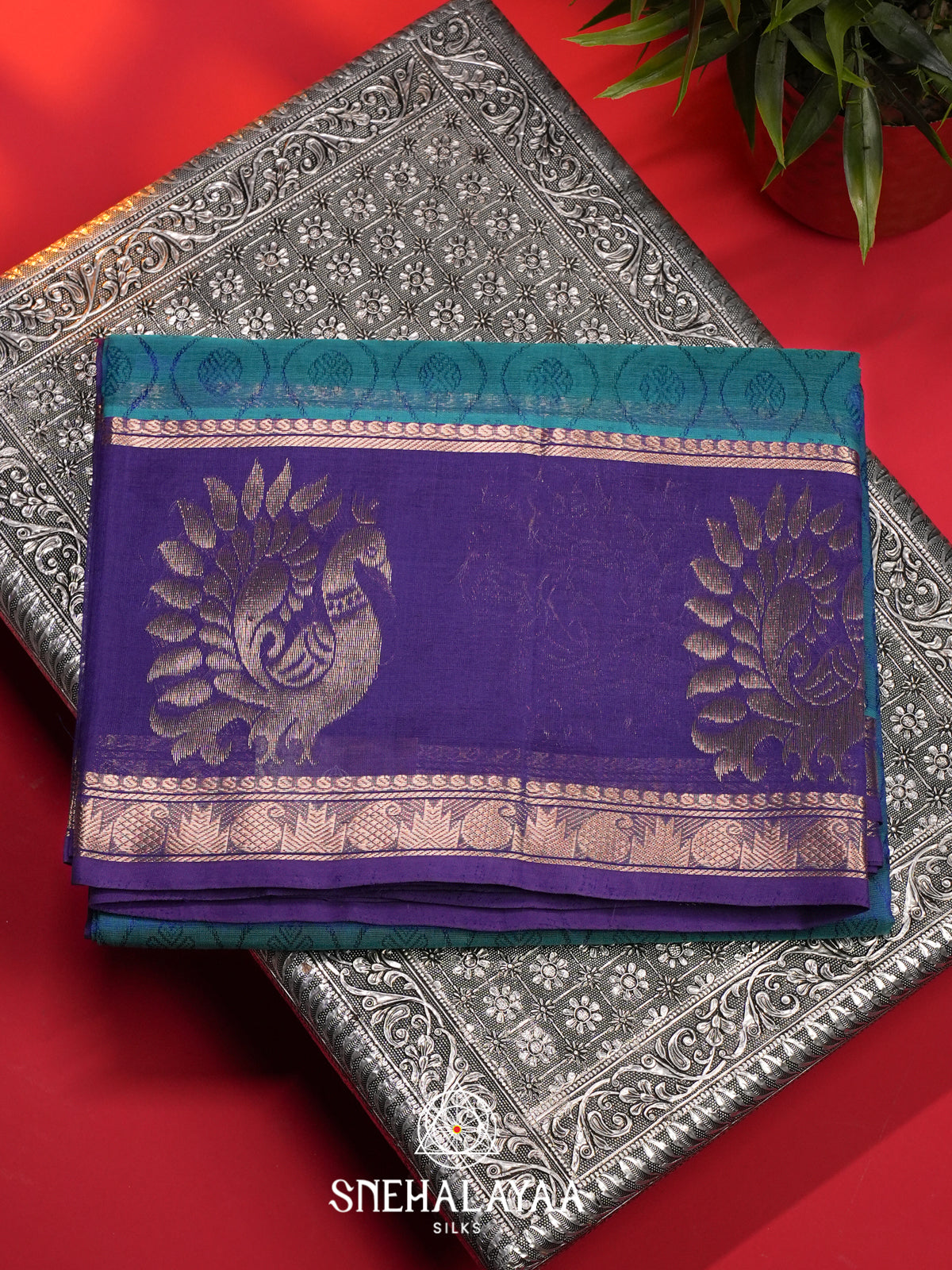 Blue Mangalagiri Silk Cotton Saree