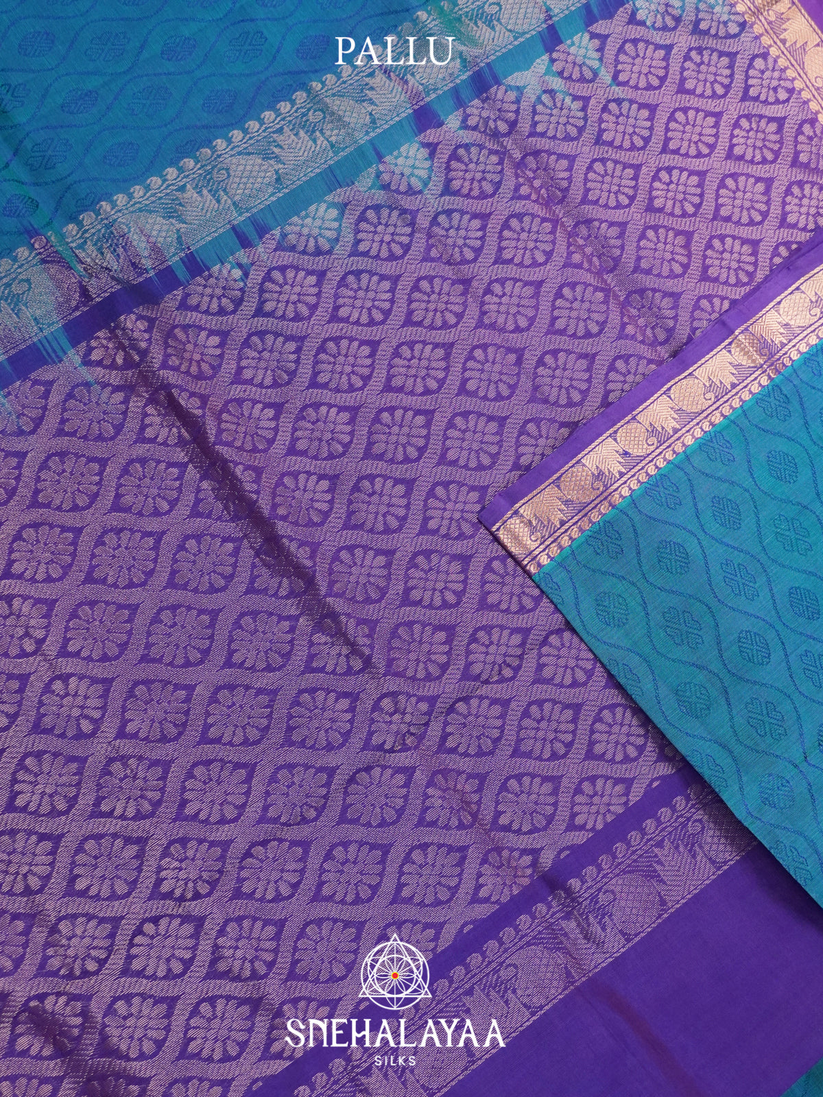 Blue Mangalagiri Silk Cotton Saree