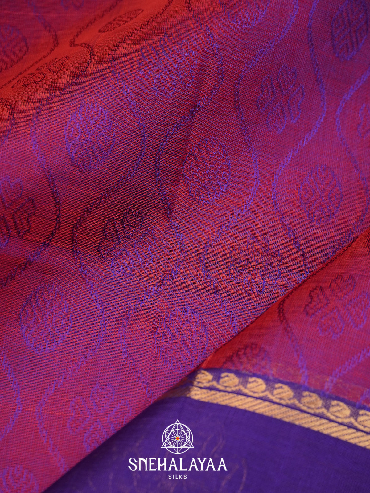 Magenta Mangalagiri Silk Cotton Saree