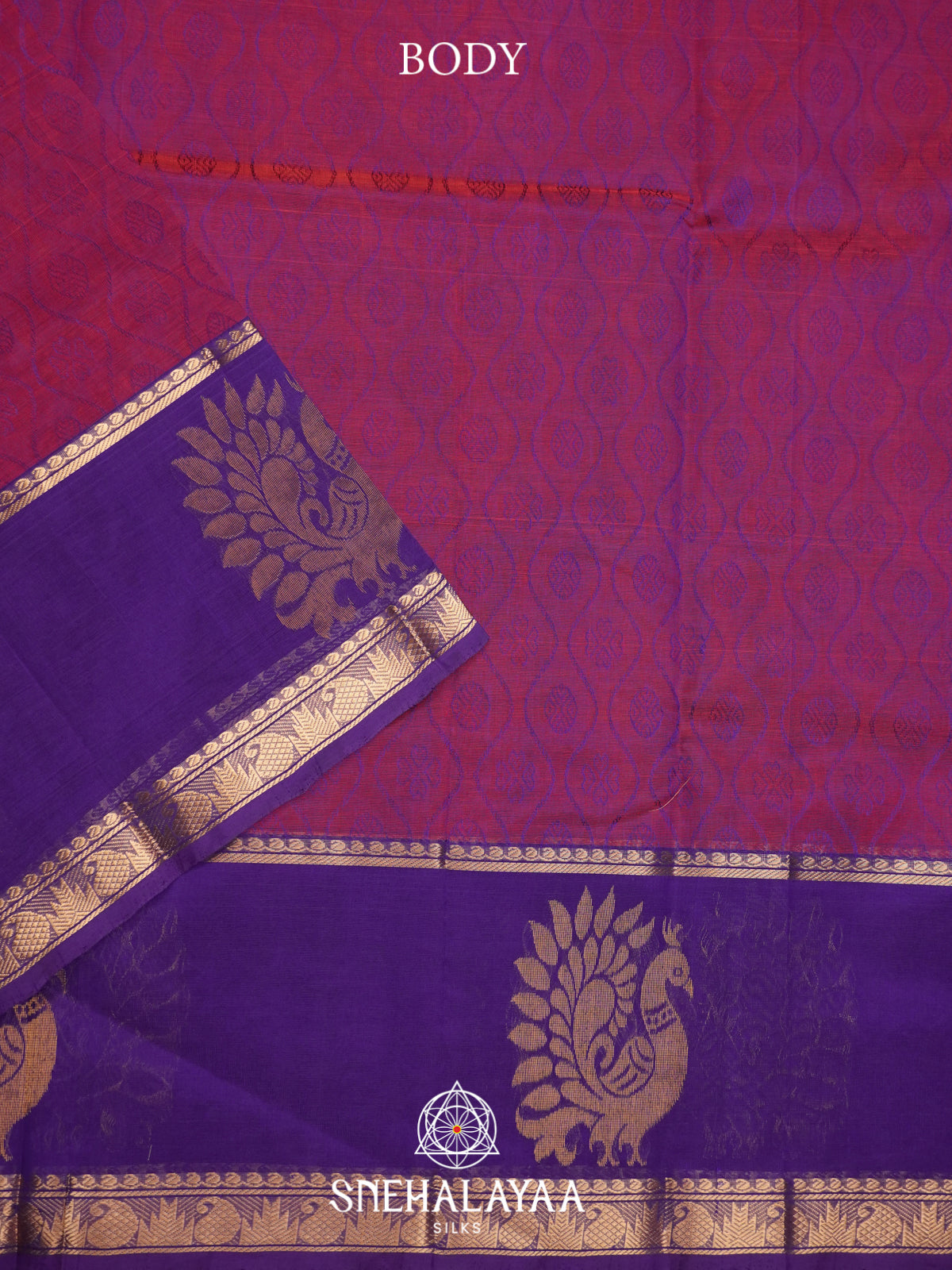 Magenta Mangalagiri Silk Cotton Saree