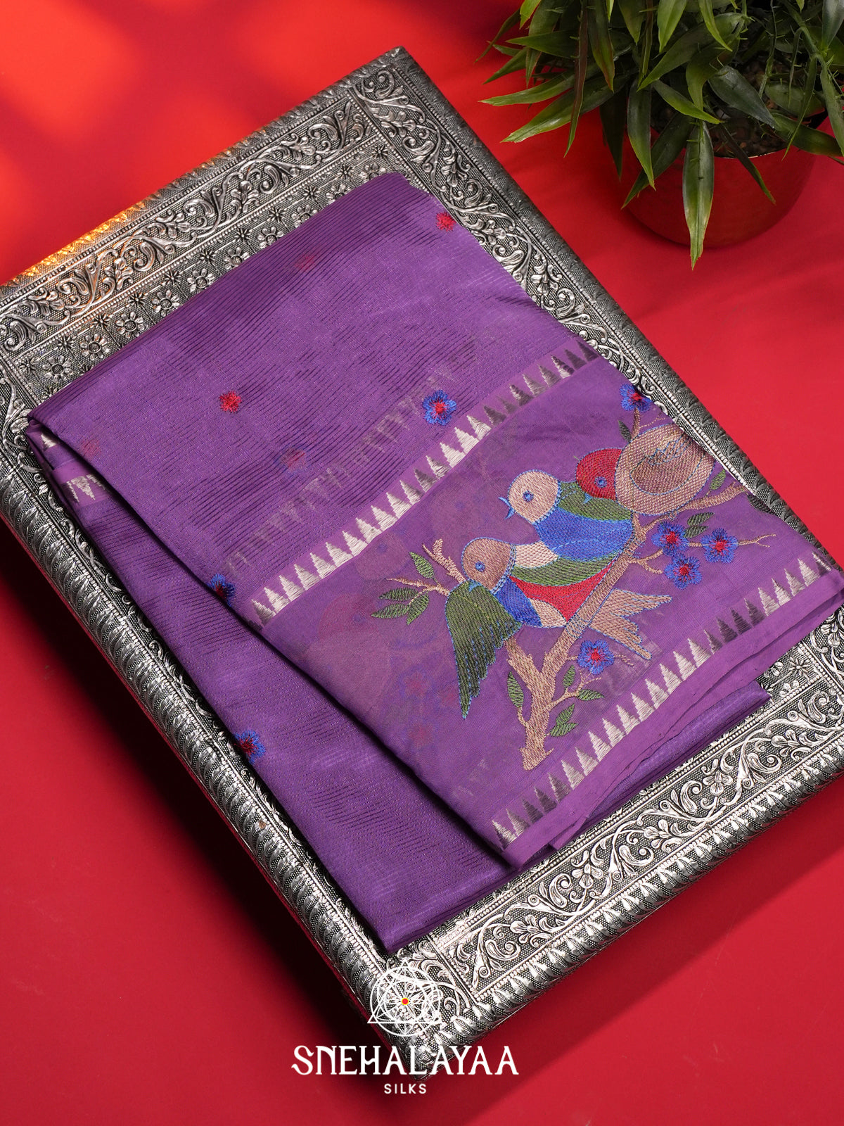 Lavender Mangalagiri Silk Cotton Saree
