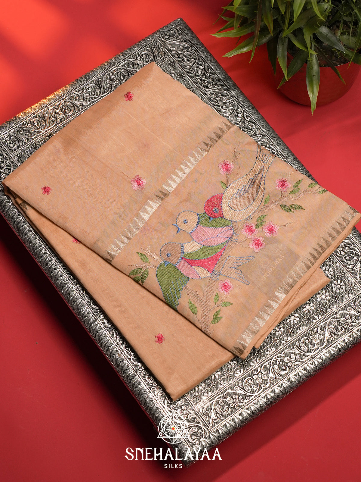 Beige Mangalagiri Silk Cotton Saree