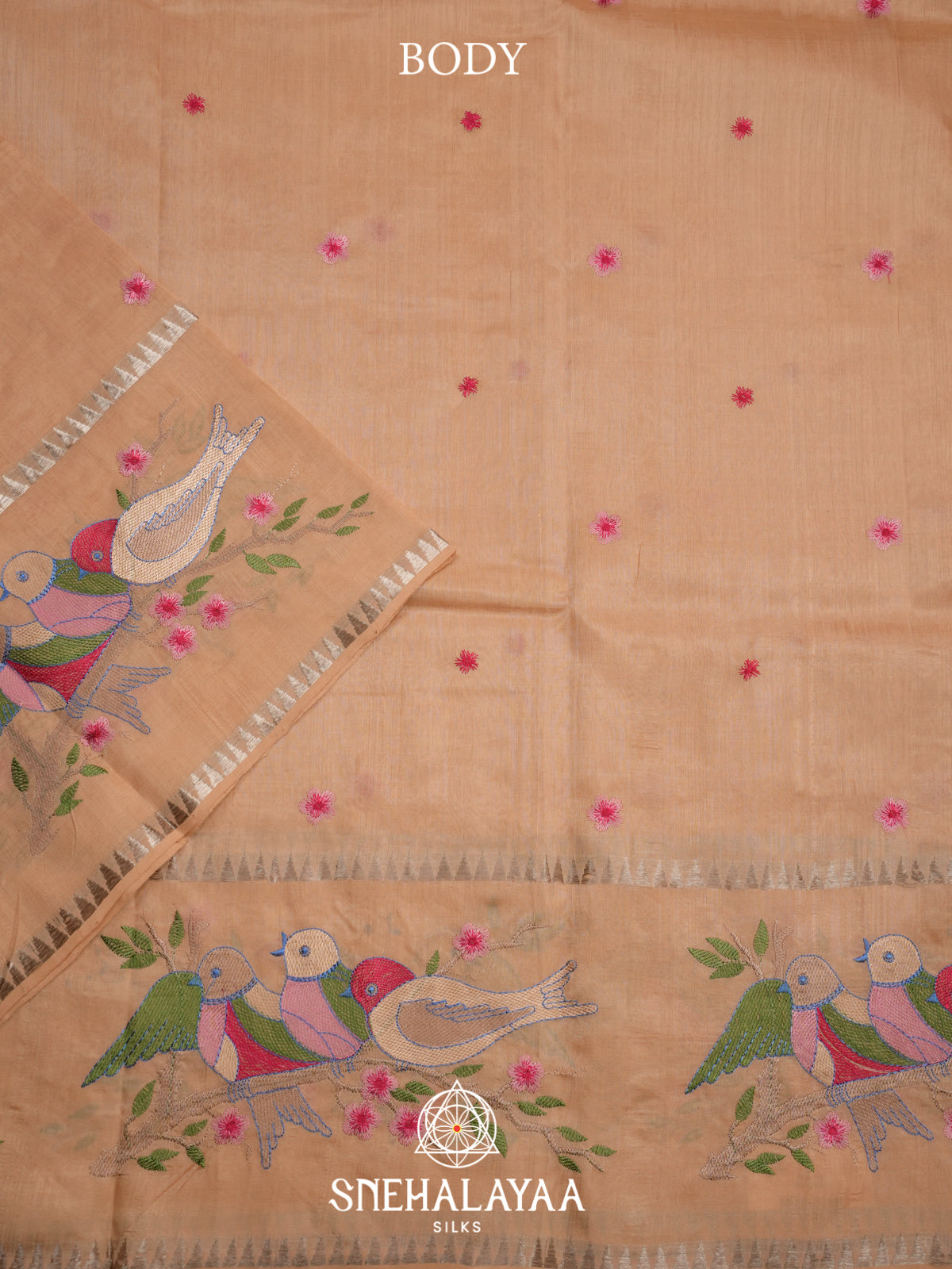Beige Mangalagiri Silk Cotton Saree