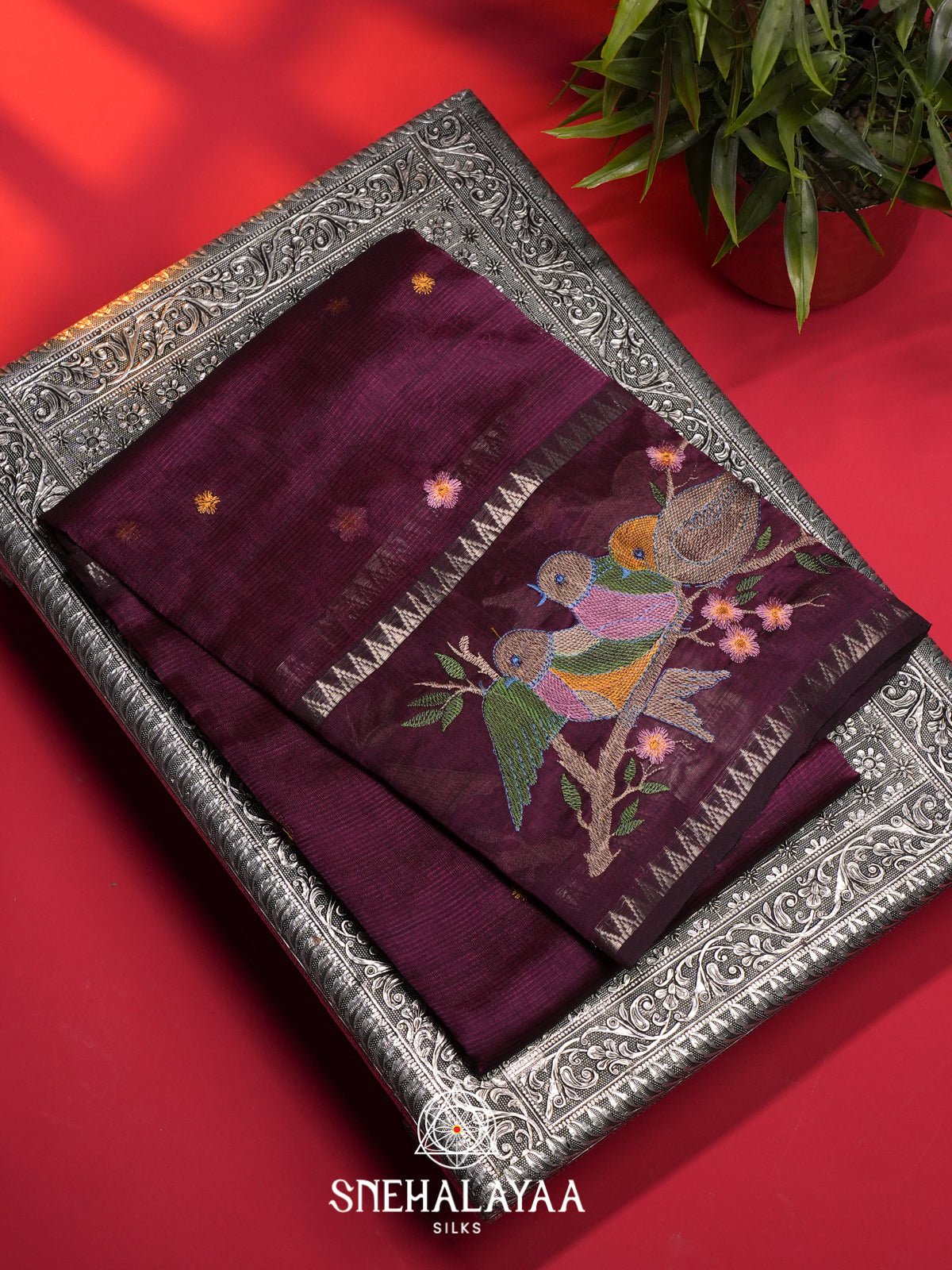 Purple Mangalagiri Silk Cotton Saree