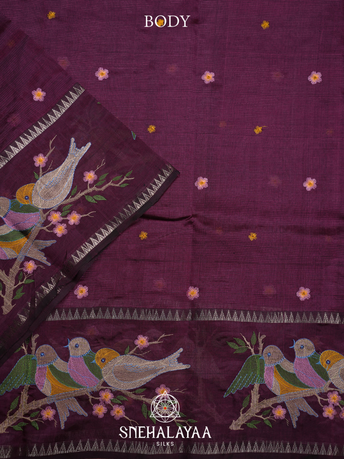Purple Mangalagiri Silk Cotton Saree
