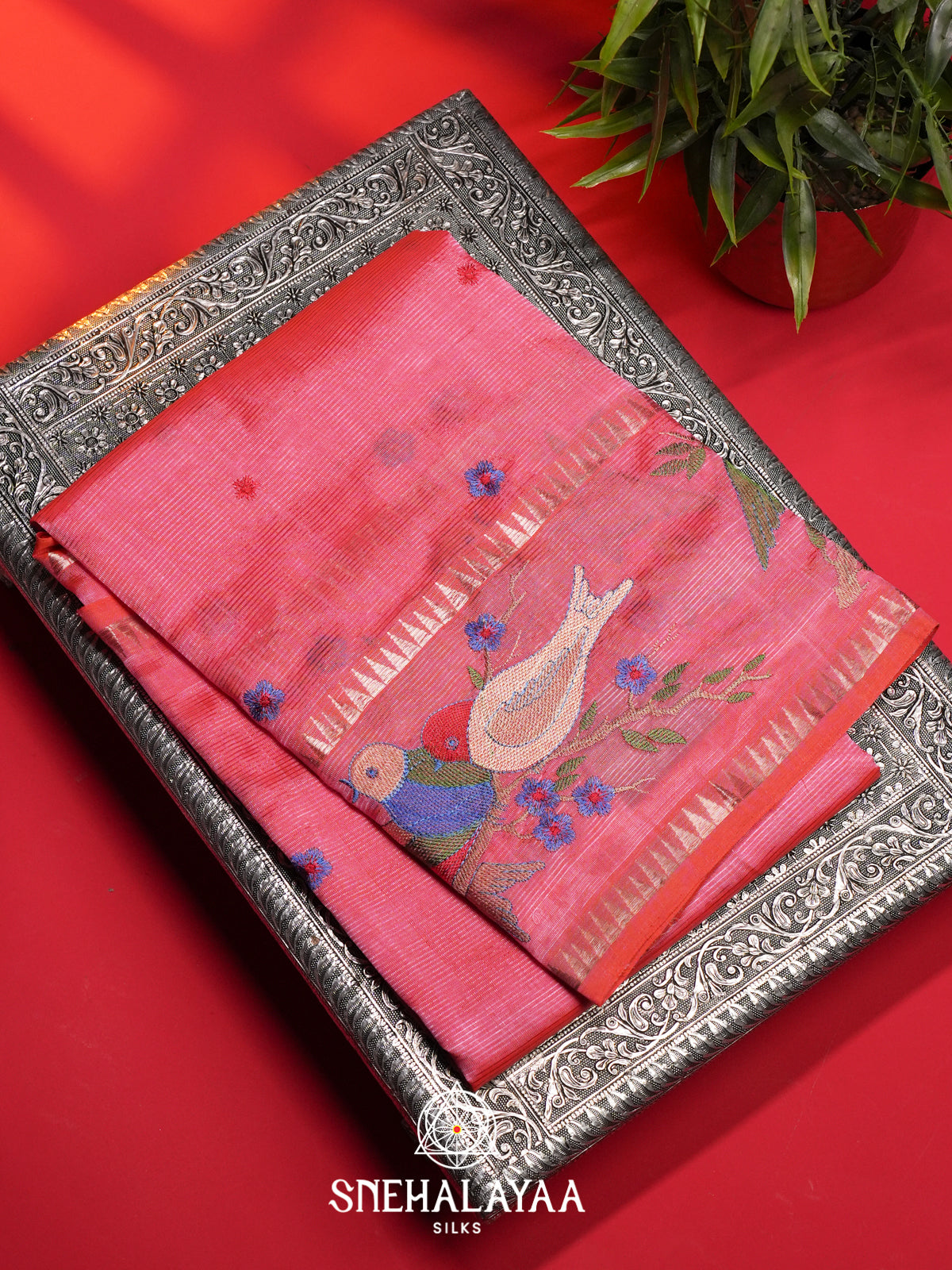 Pink Mangalagiri Silk Cotton Saree