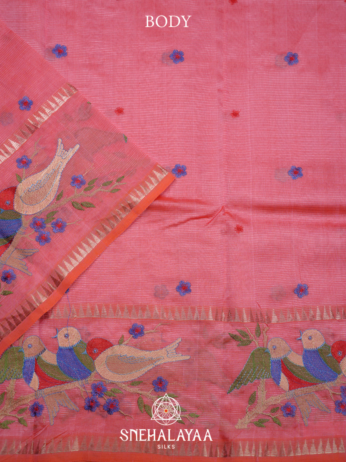 Pink Mangalagiri Silk Cotton Saree