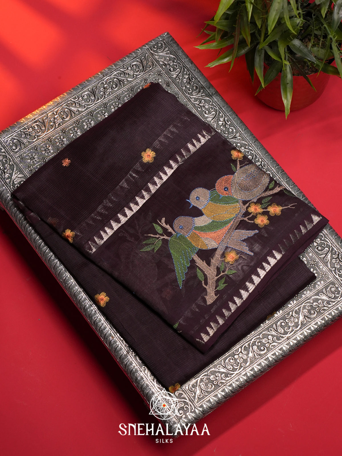 Wine Mangalagiri Silk Cotton Saree
