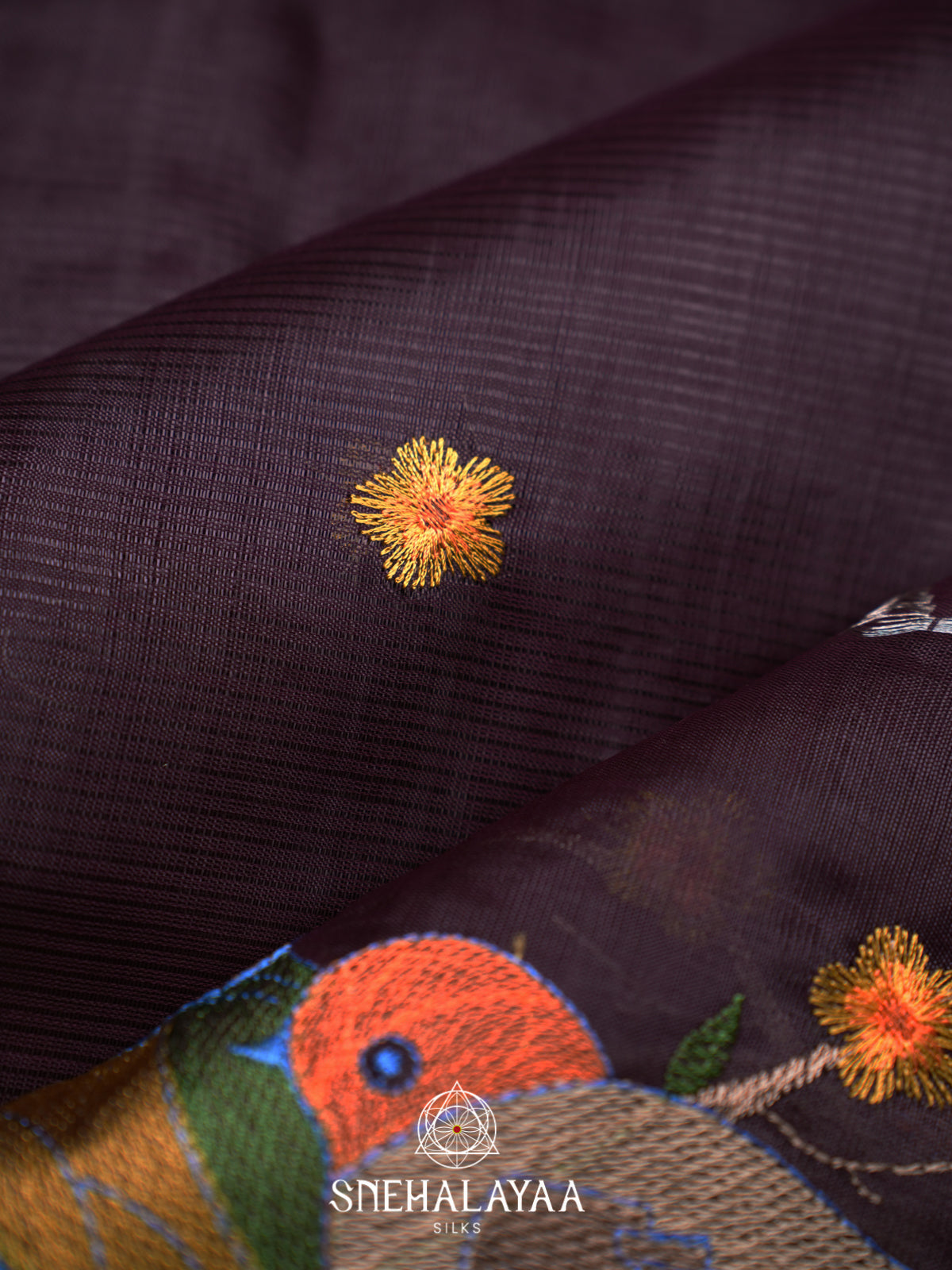 Wine Mangalagiri Silk Cotton Saree