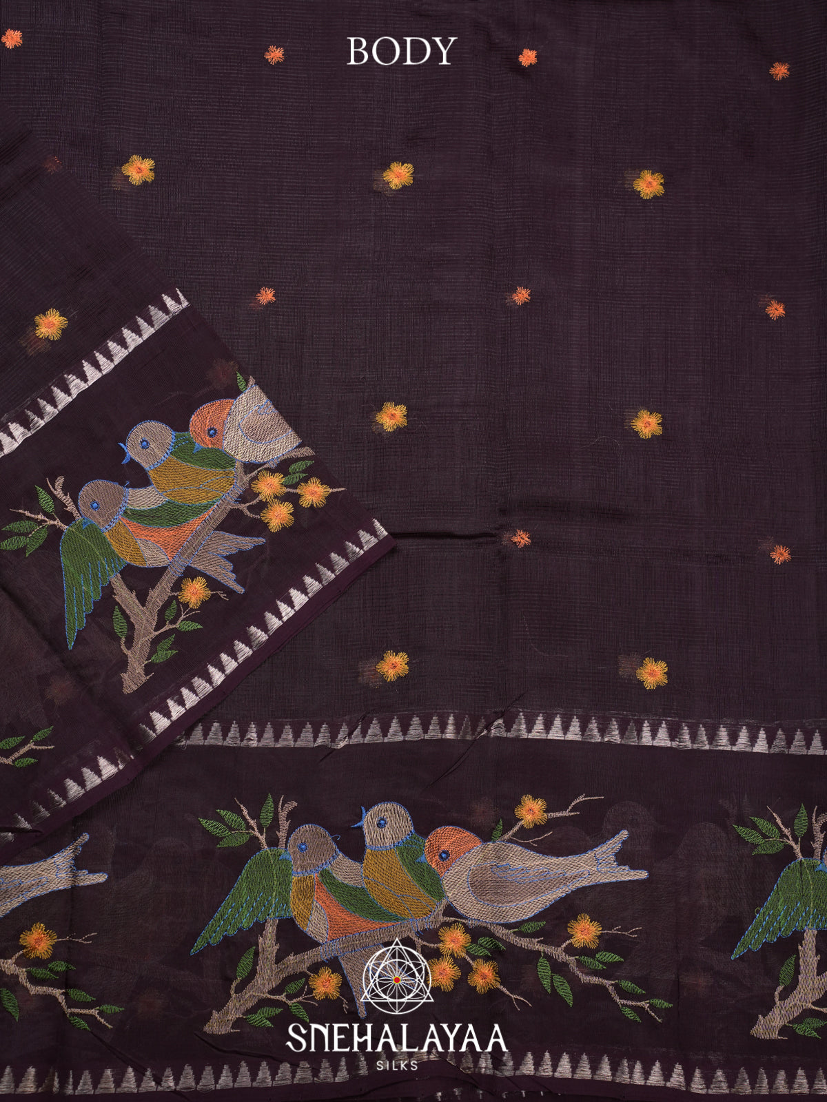 Wine Mangalagiri Silk Cotton Saree