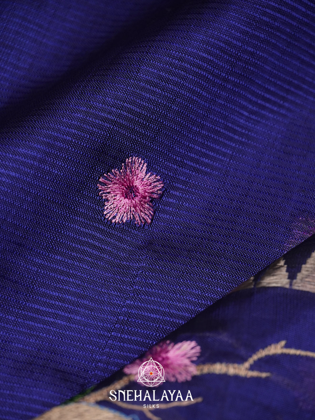 Navy Blue Mangalagiri Silk Cotton Saree