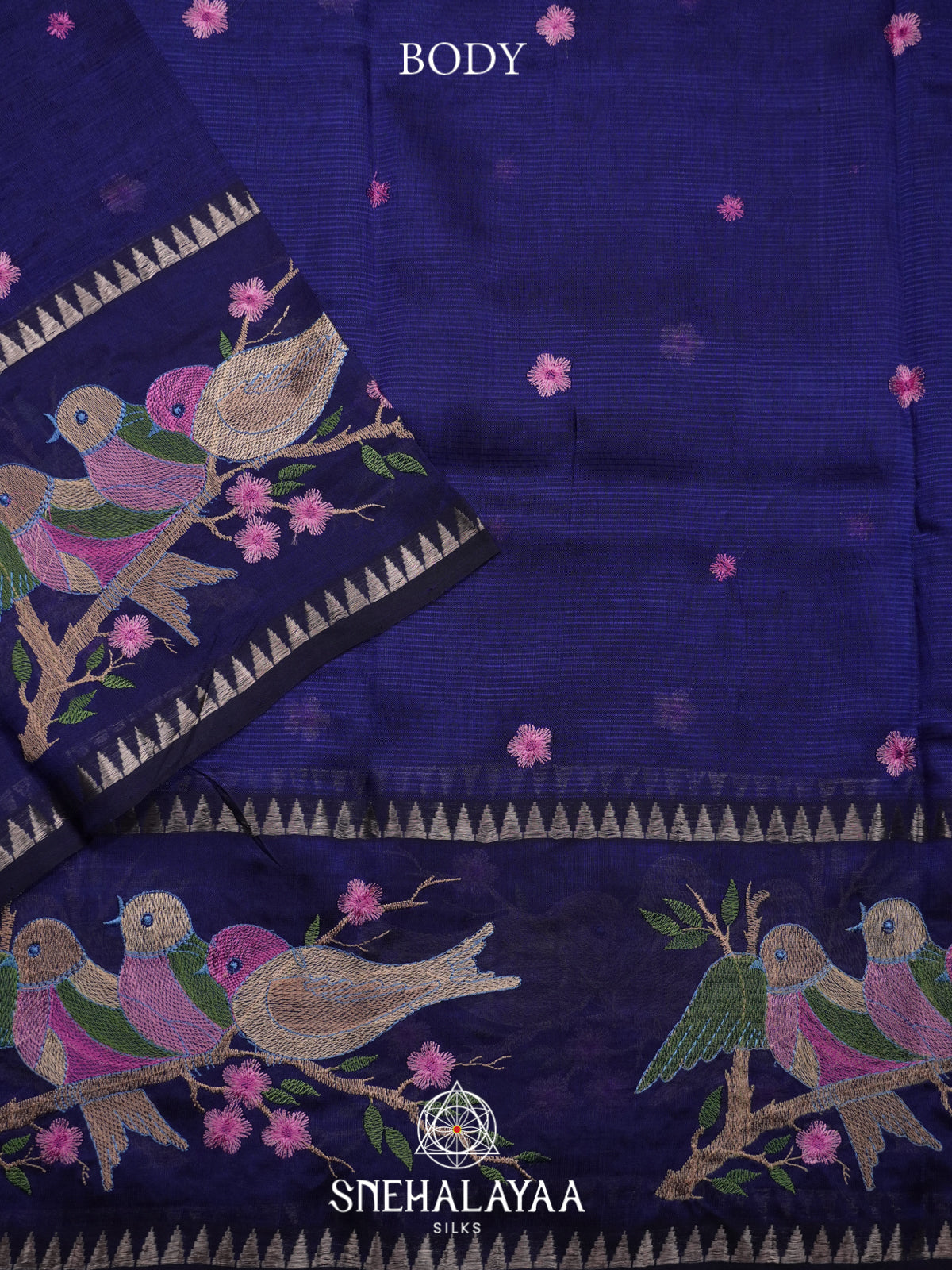 Navy Blue Mangalagiri Silk Cotton Saree