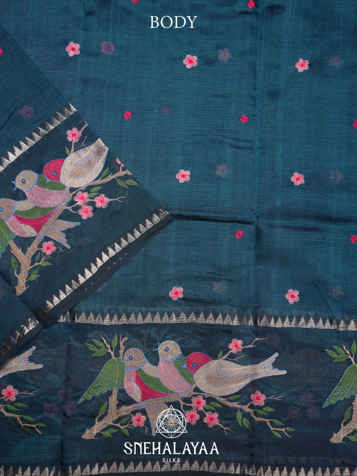 Teal Green Mangalagiri Silk Cotton Saree