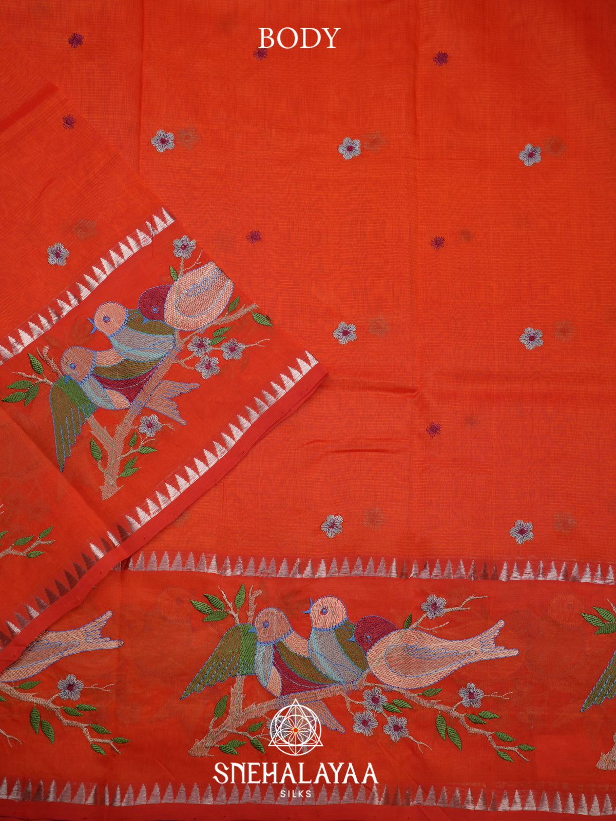 Orange Mangalagiri Silk Cotton Saree