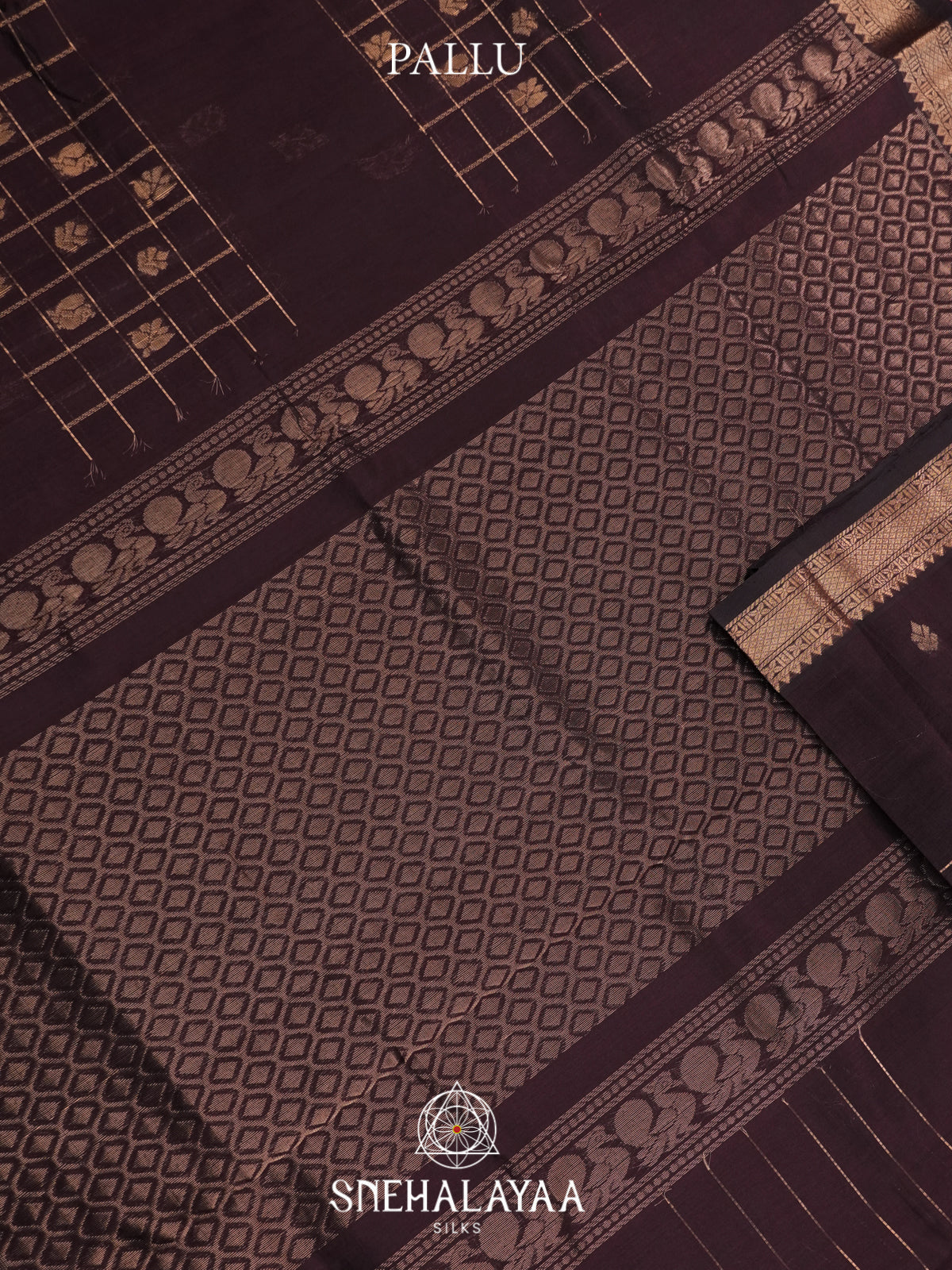 Chocolate Brown Mangalagiri Silk Cotton Saree