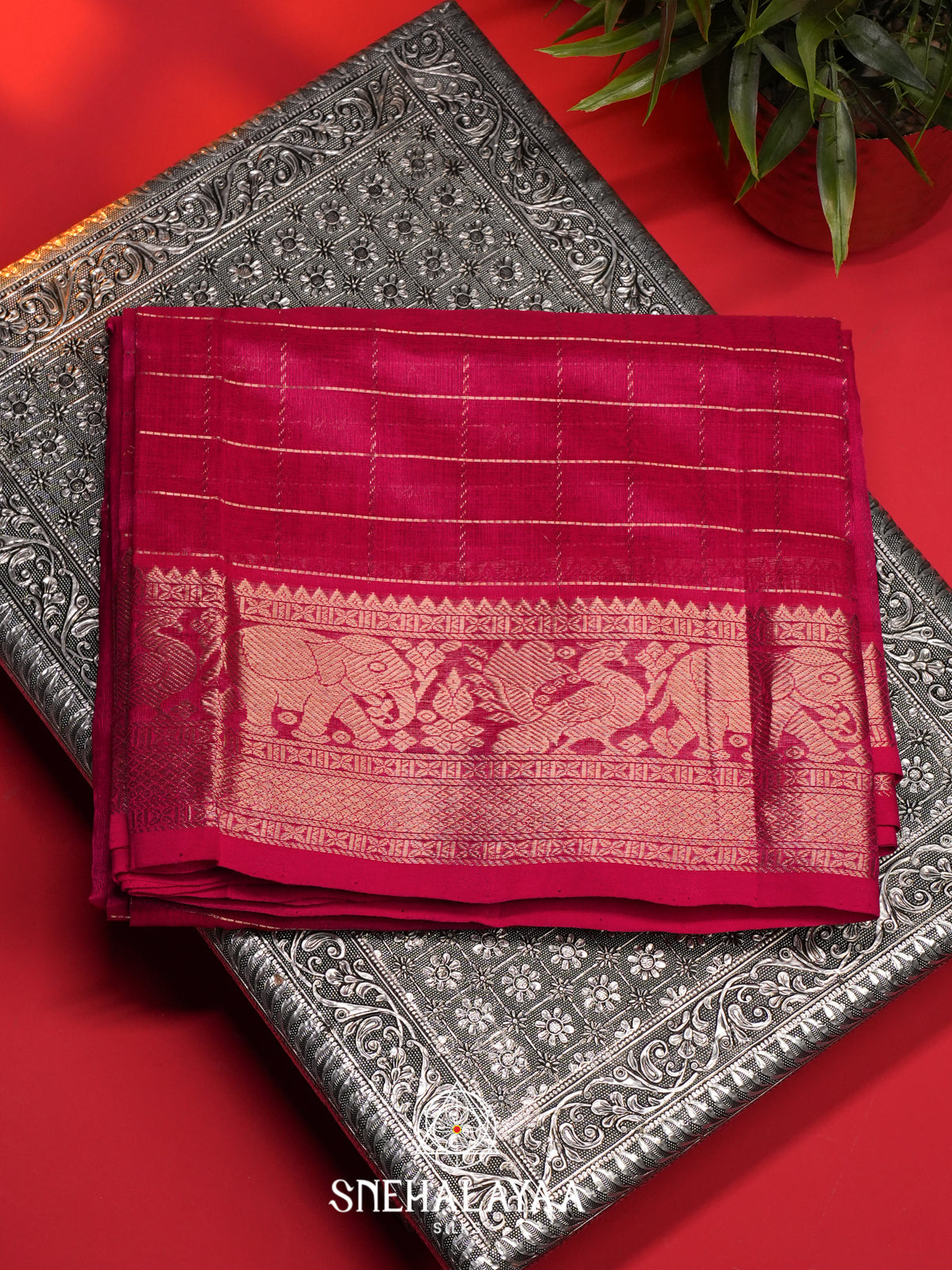 Pink Mangalagiri Silk Cotton Saree