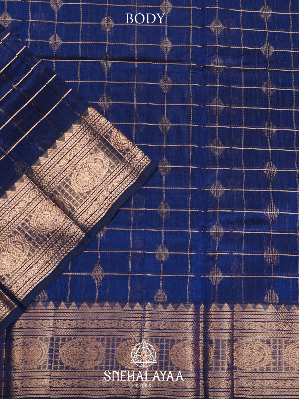 Peacock Blue Mangalagiri Silk Cotton Saree