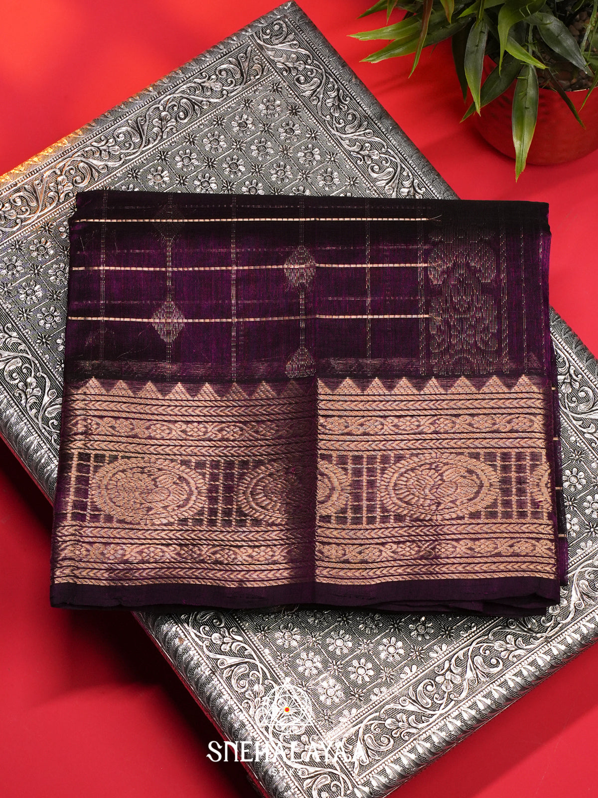 Purple Mangalagiri Silk Cotton Saree
