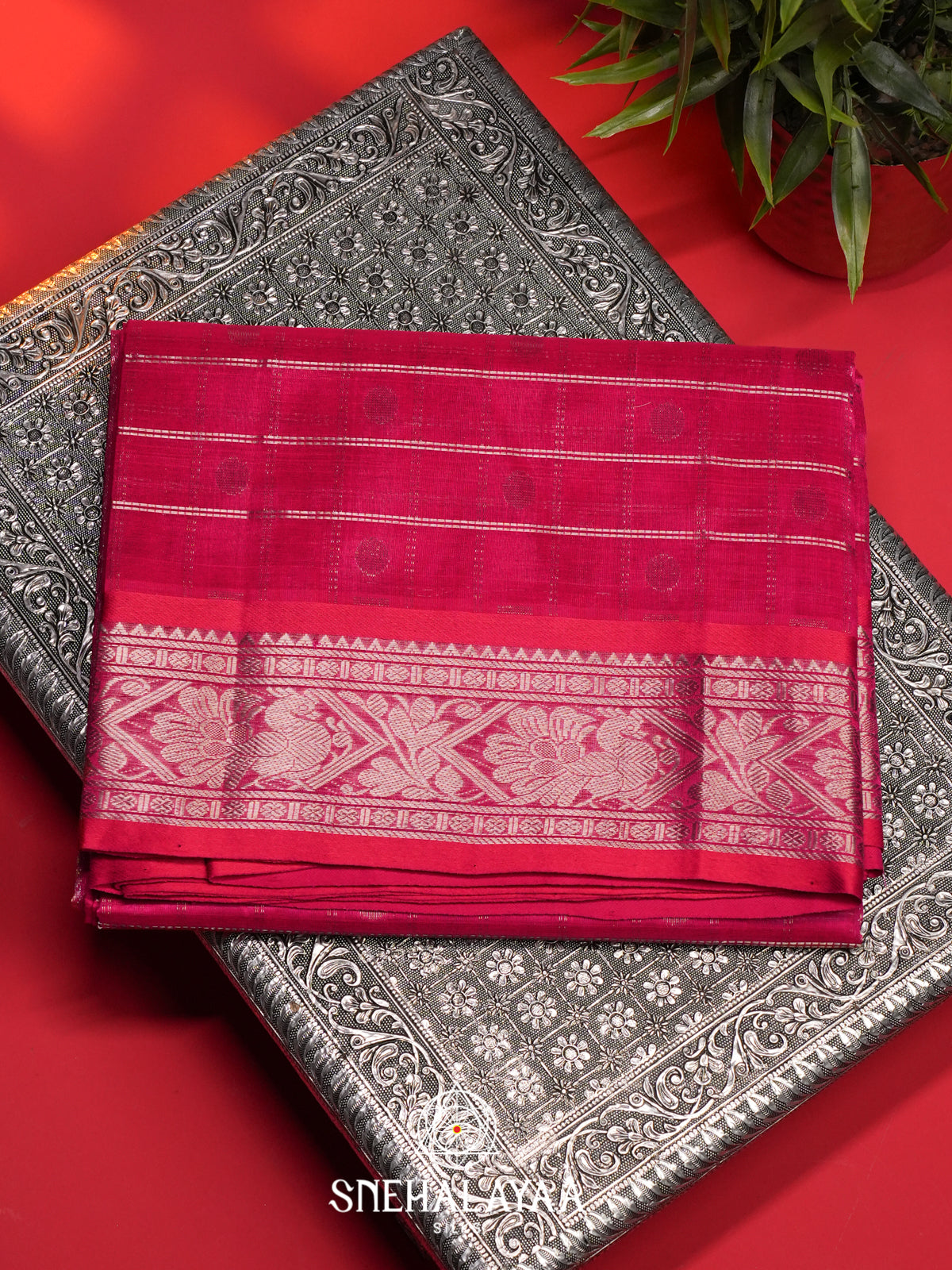 Pink Mangalagiri Silk Cotton Saree