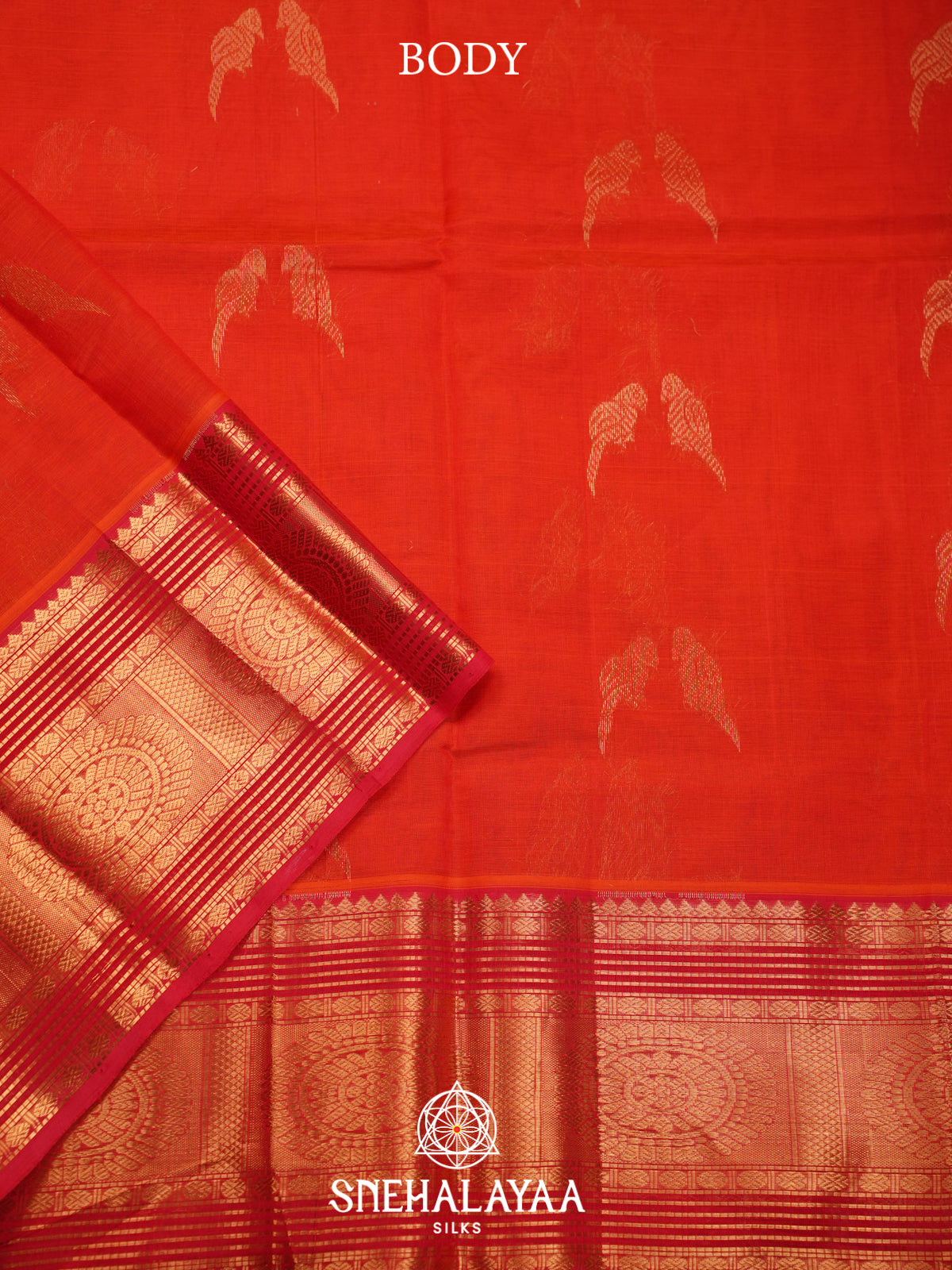 Orange Mangalagiri Silk Cotton Saree
