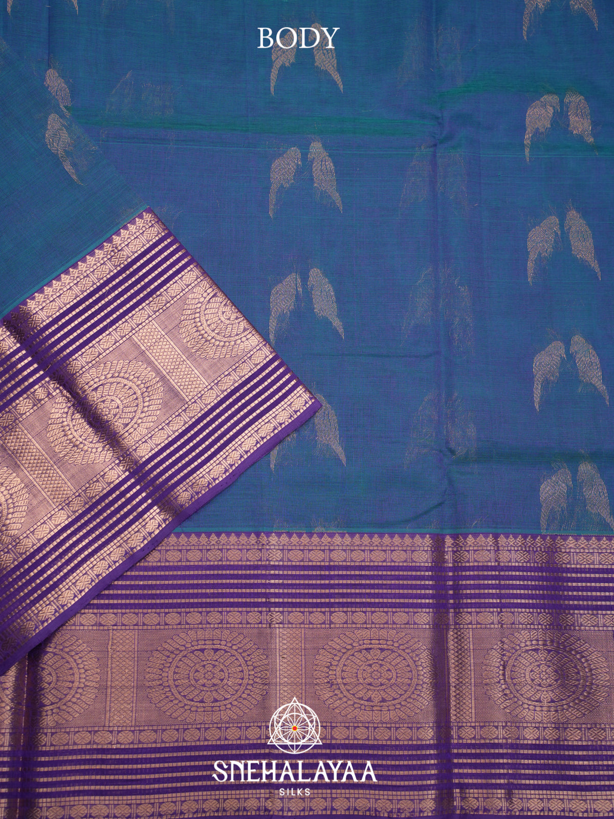 Peacock Blue Mangalagiri Silk Cotton Saree