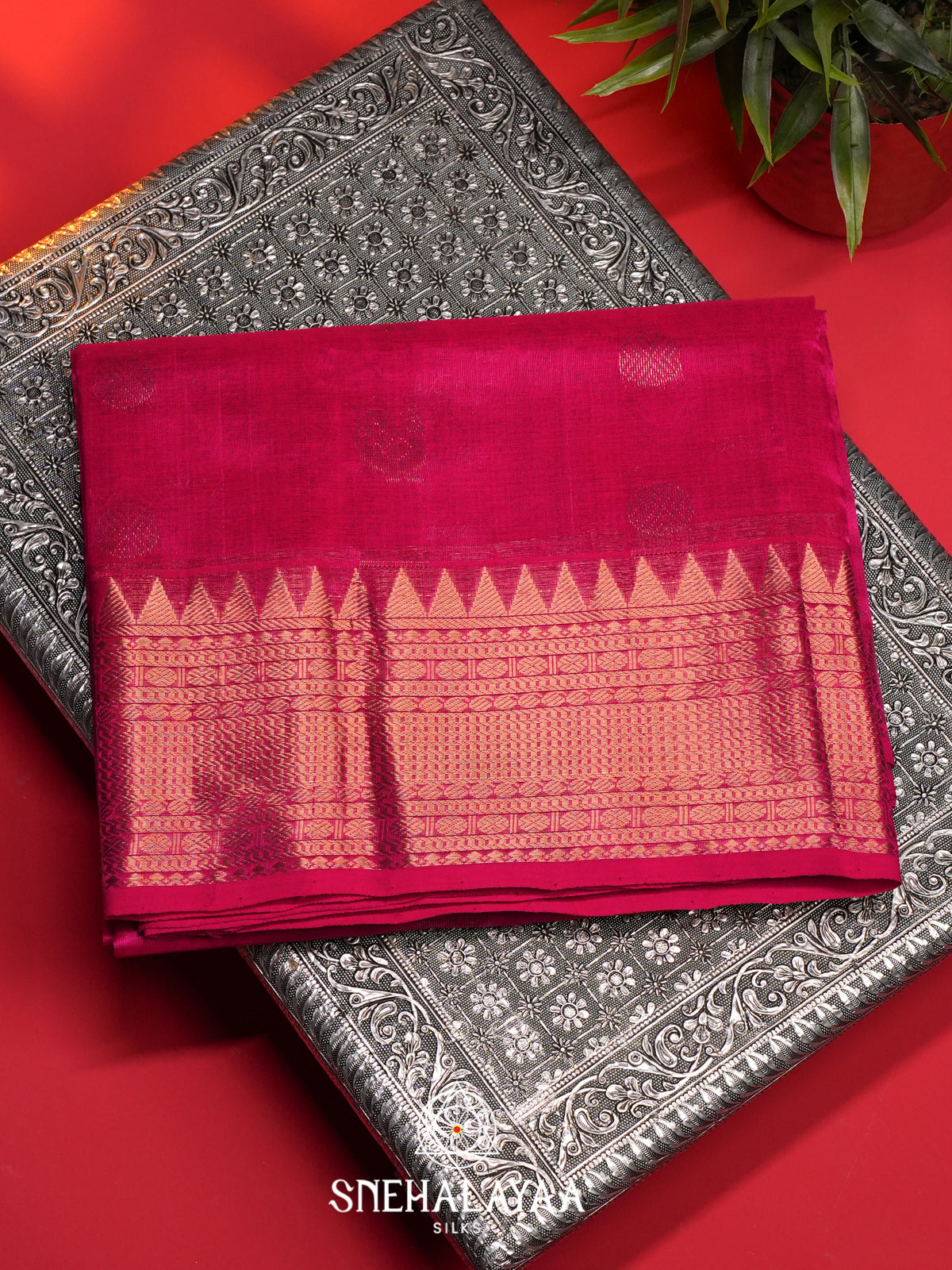 Rani Pink Mangalagiri Silk Cotton Saree