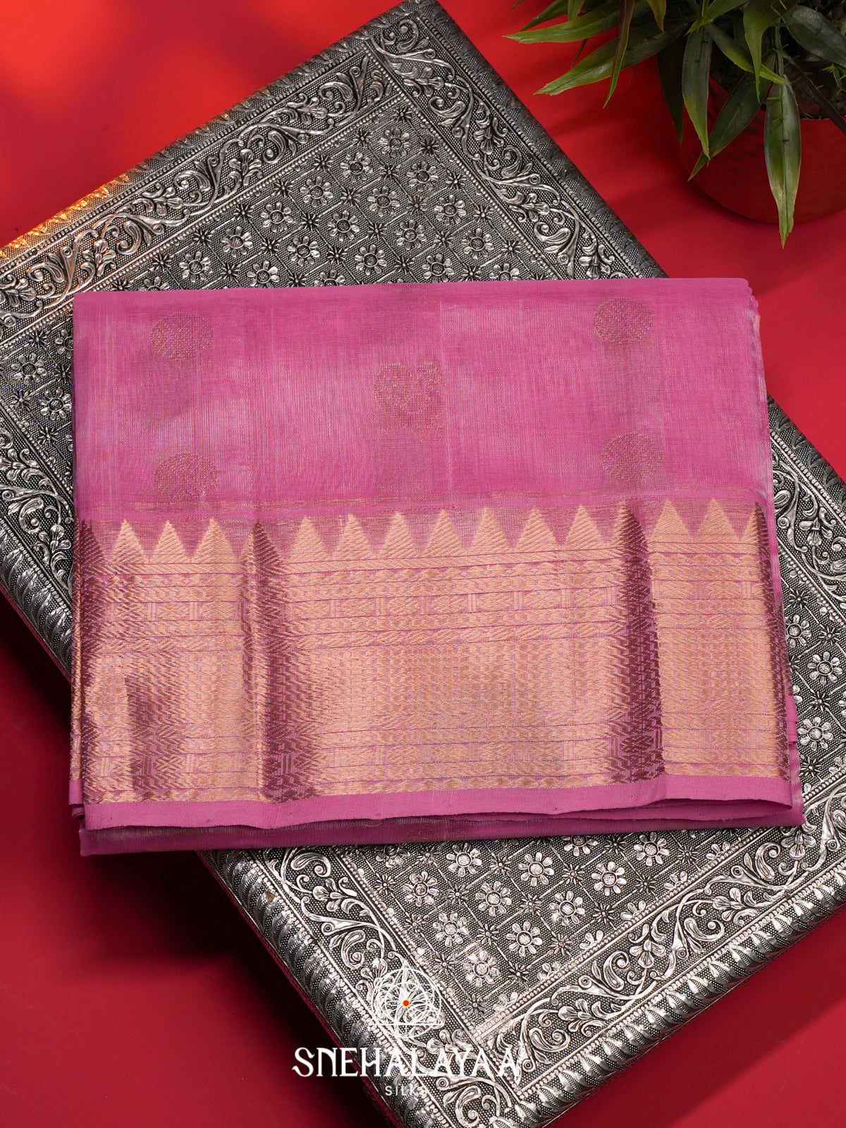 Baby Pink Mangalagiri Silk Cotton Saree