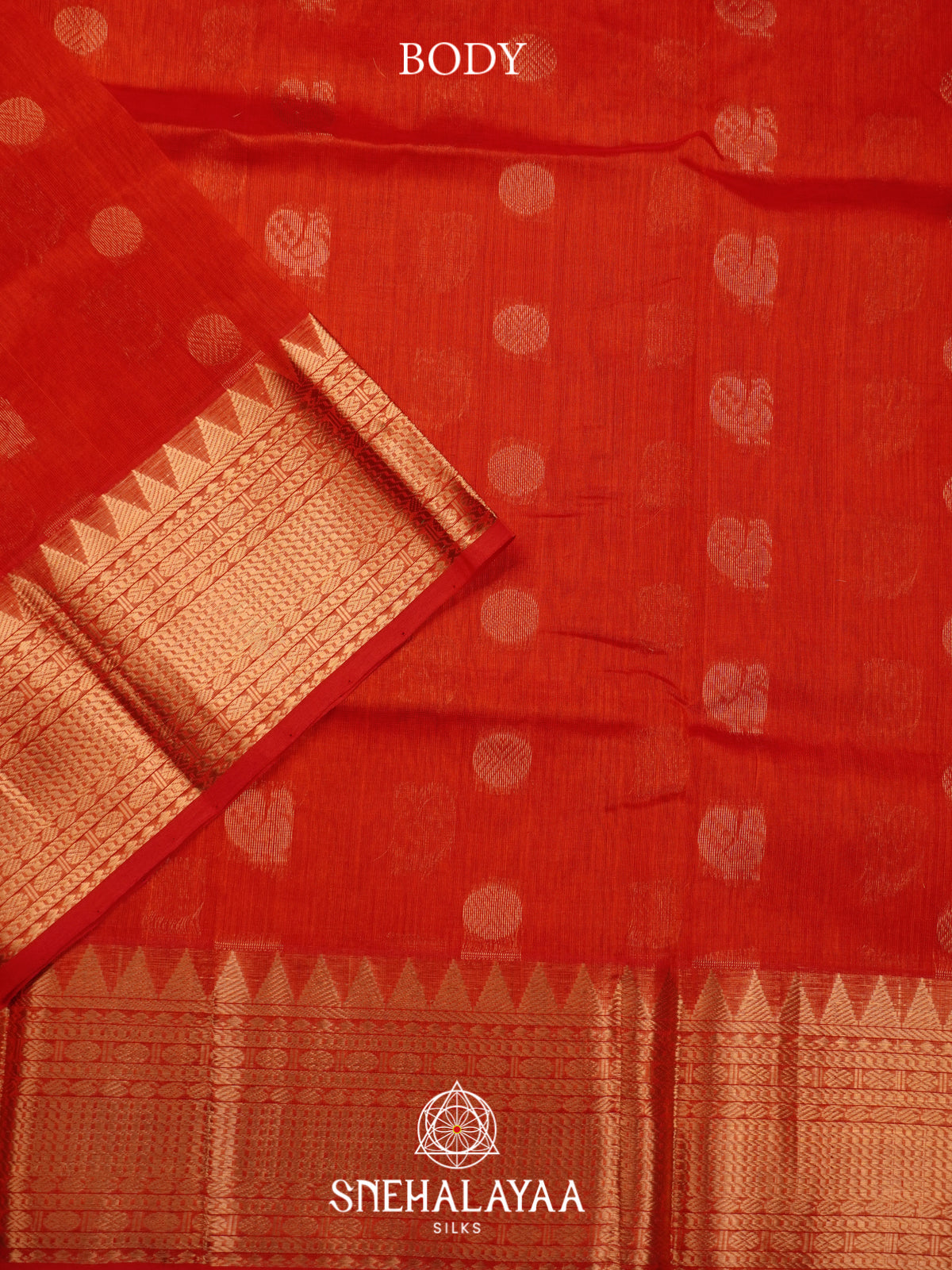Orange Mangalagiri Silk Cotton Saree